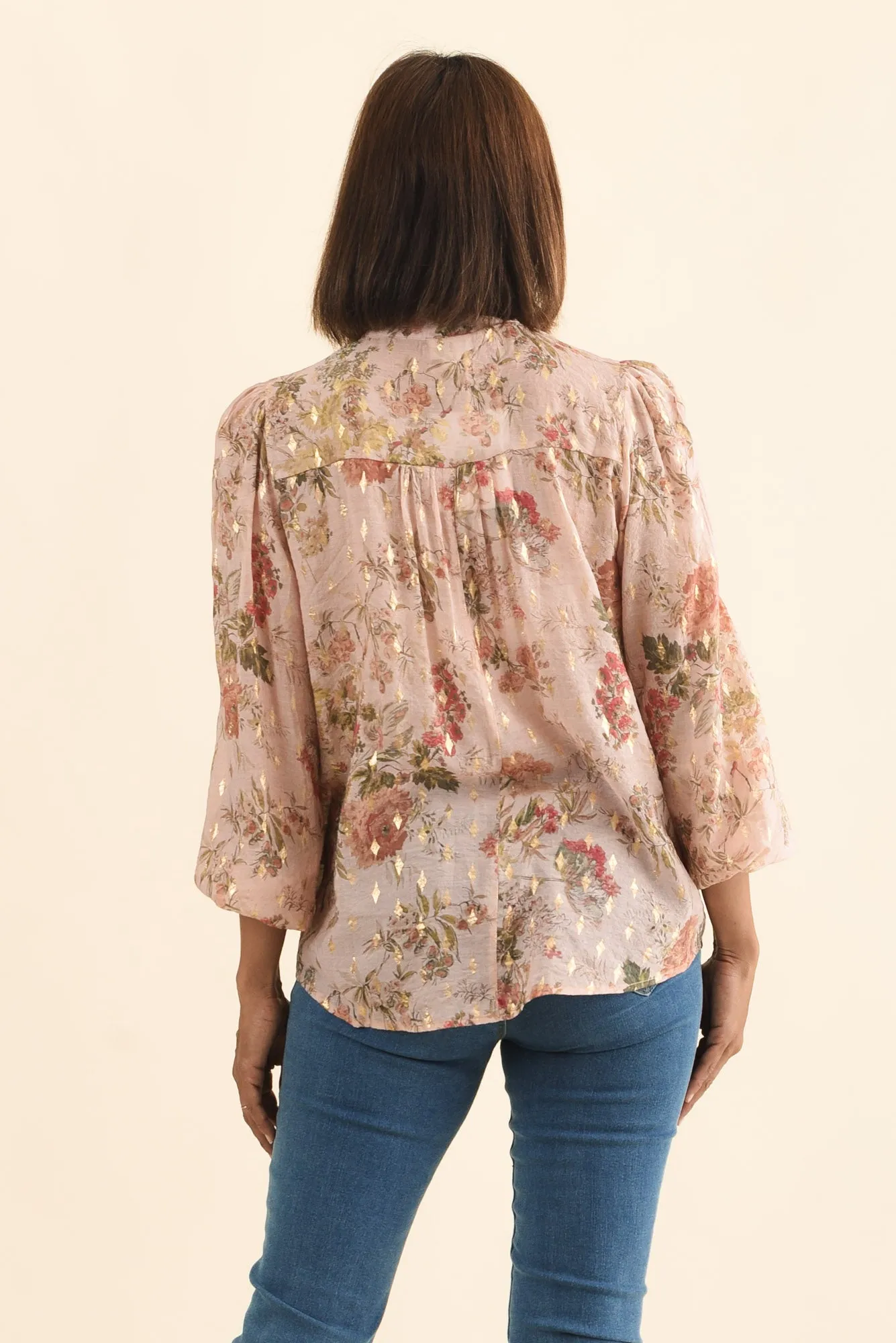 Alvarez Pink Garden Button Blouse sold by Blue Bungalow product image thumbnail 4