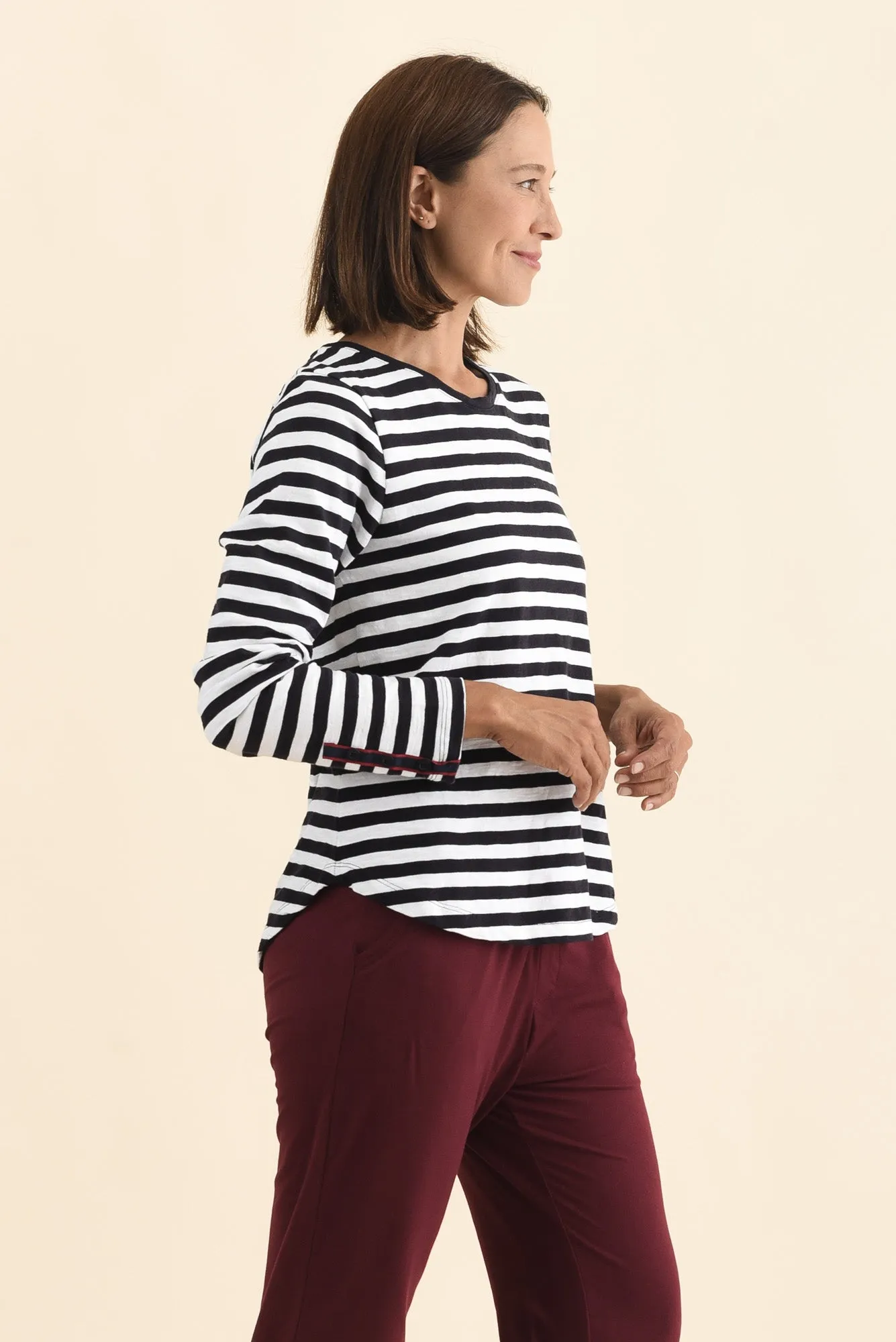 Riviera Navy Stripe Cotton Long Sleeve Tee sold by Blue Bungalow product image thumbnail 3