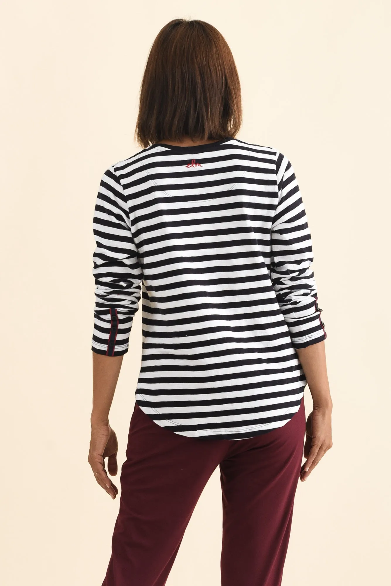 Riviera Navy Stripe Cotton Long Sleeve Tee sold by Blue Bungalow product image thumbnail 4