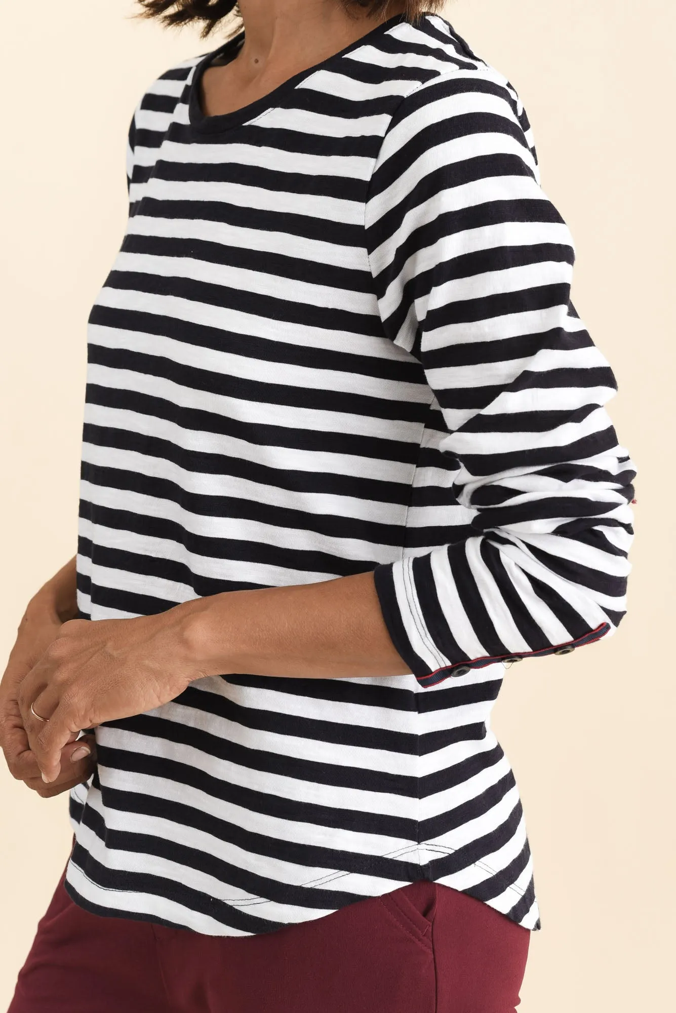 Riviera Navy Stripe Cotton Long Sleeve Tee sold by Blue Bungalow product image thumbnail 5