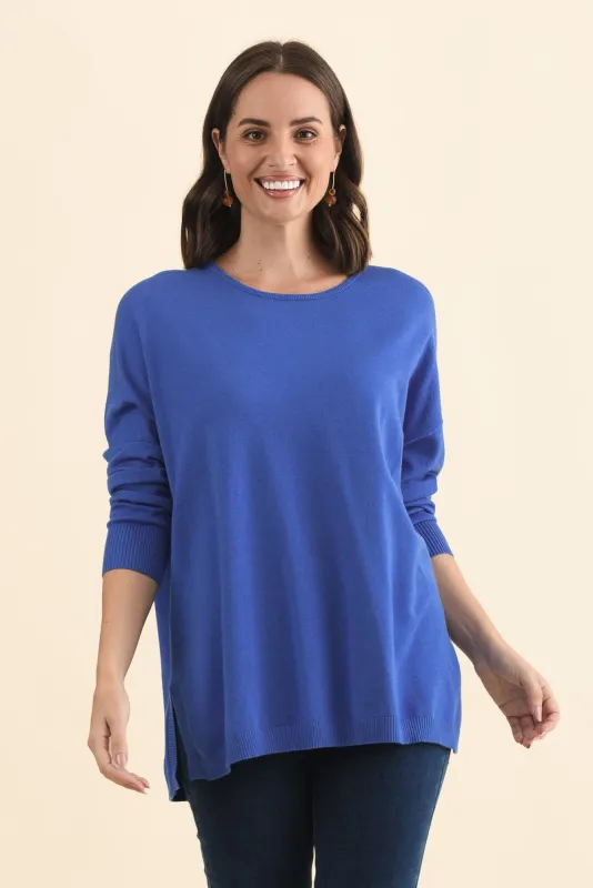 Tanner Cobalt Knit Jumper made by Blue Bungalow