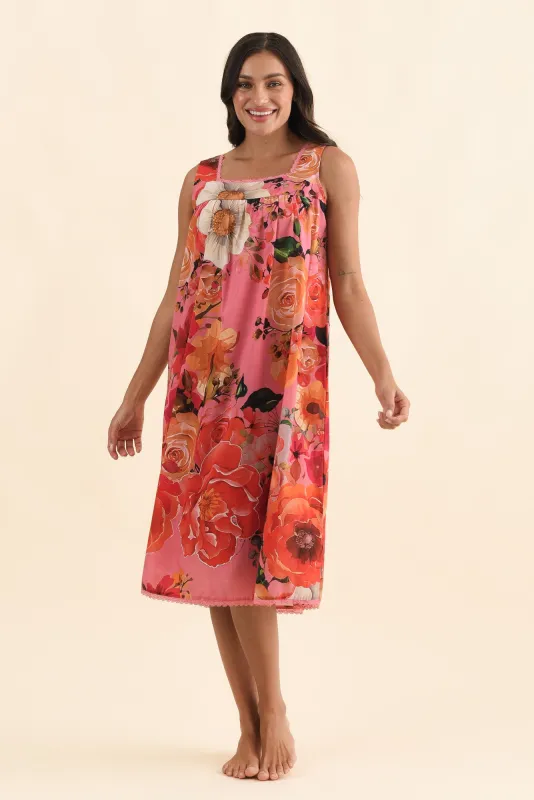 Mabella Pink Rose Cotton Nightie made by Blue Bungalow