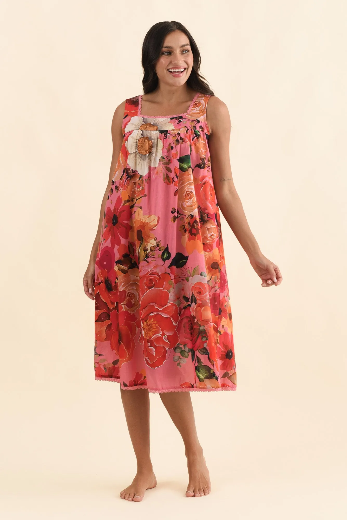 Mabella Pink Rose Cotton Nightie sold by Blue Bungalow product image thumbnail 2