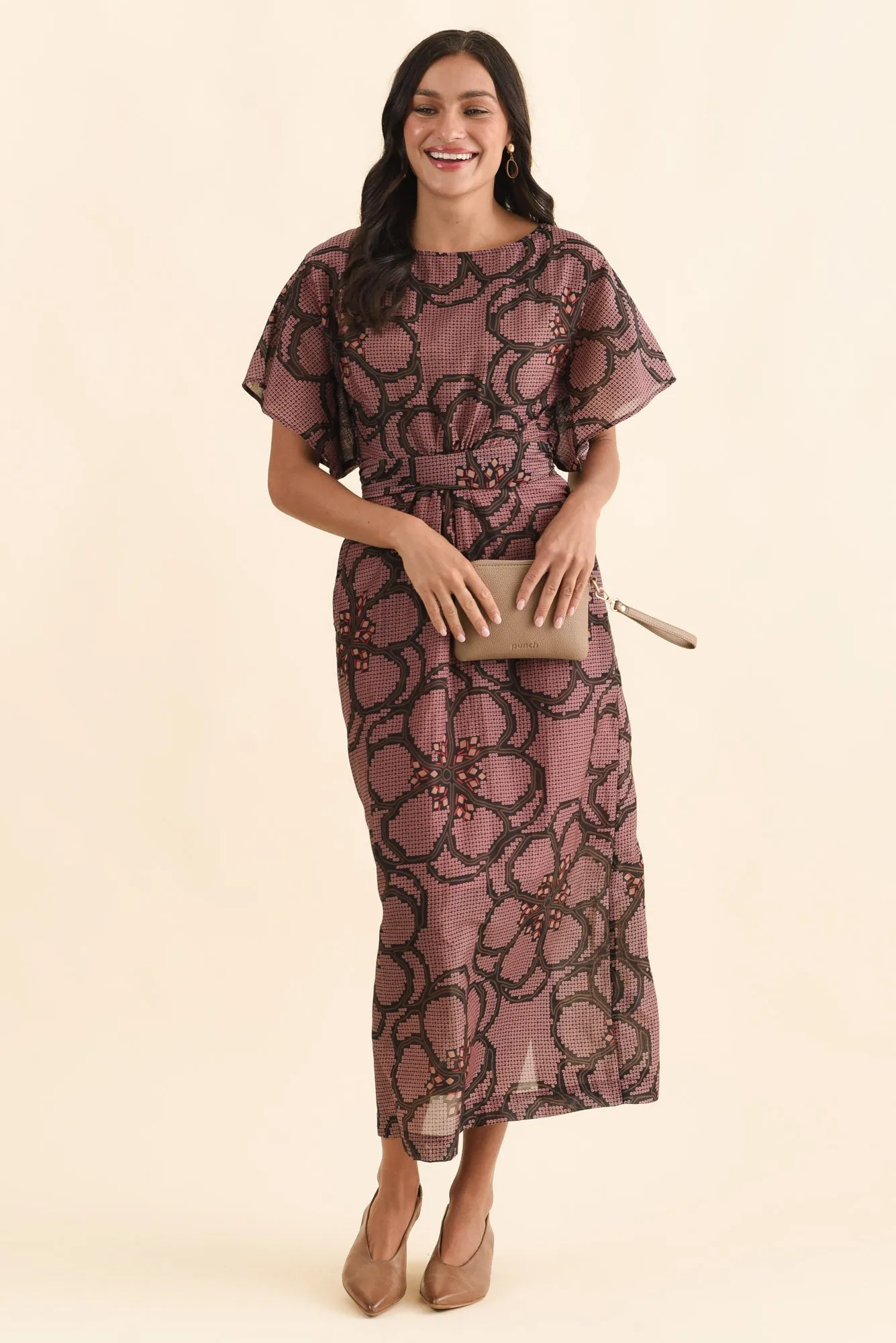 Isa Pink Floral Cotton Silk Dress sold by Blue Bungalow