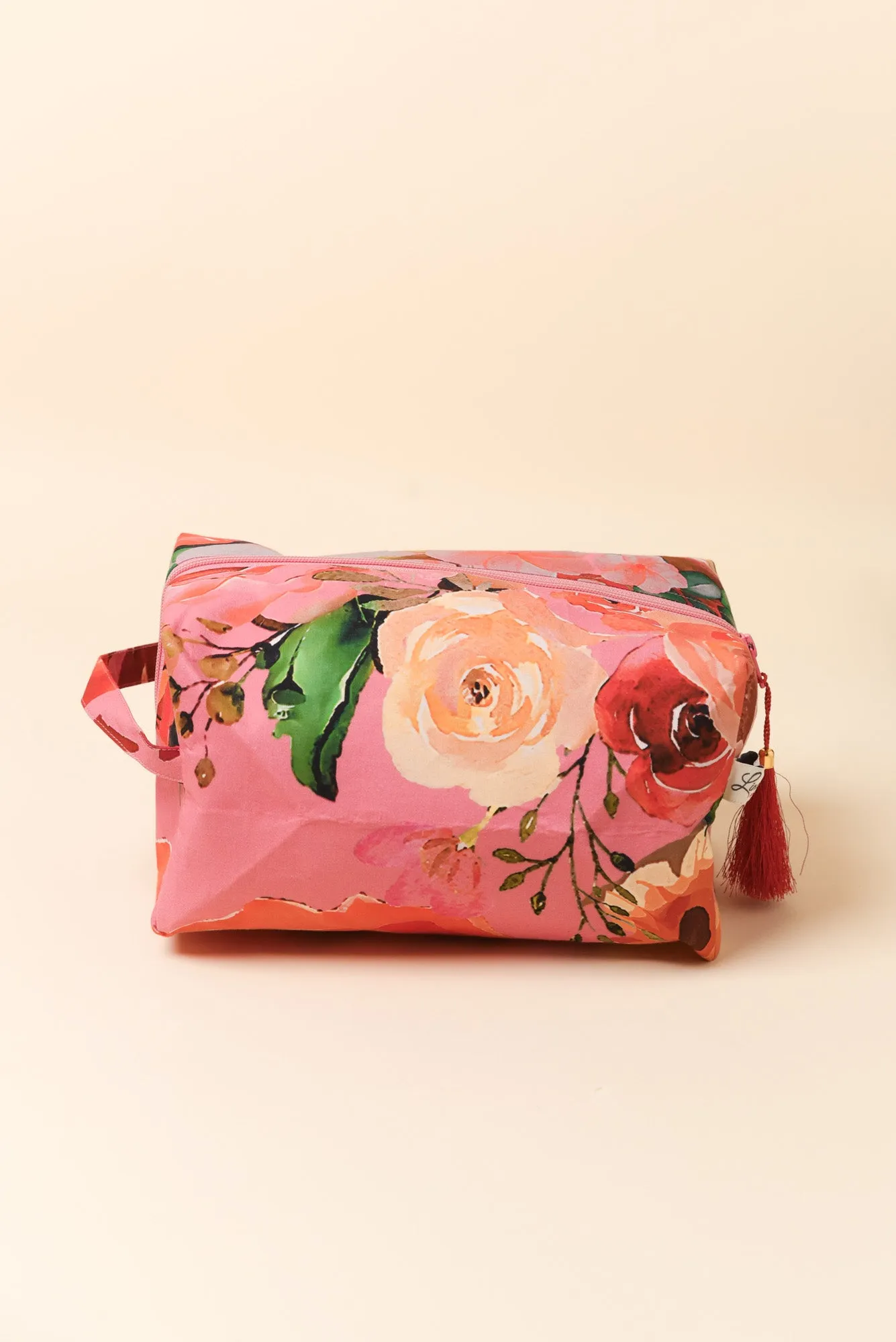 Selva Pink Rose Cotton Toiletry Bag sold by Blue Bungalow
