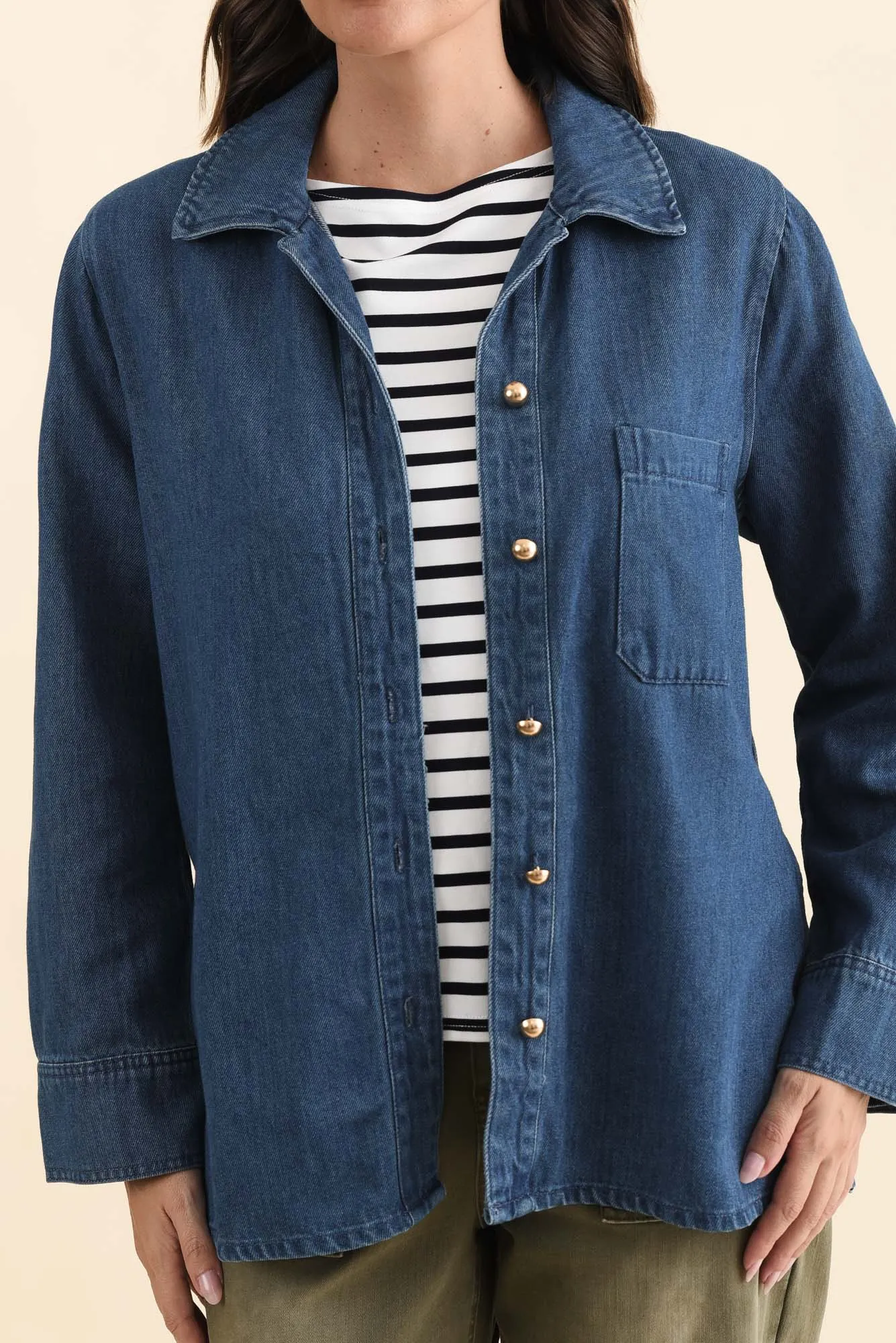 Vespa Mid Blue Denim Shirt sold by Blue Bungalow product image thumbnail 5