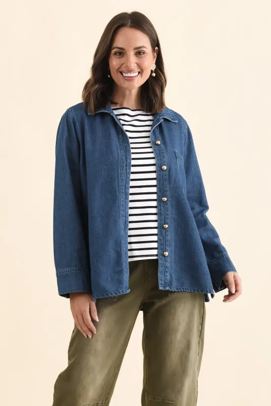 Vespa Mid Blue Denim Shirt made by Blue Bungalow