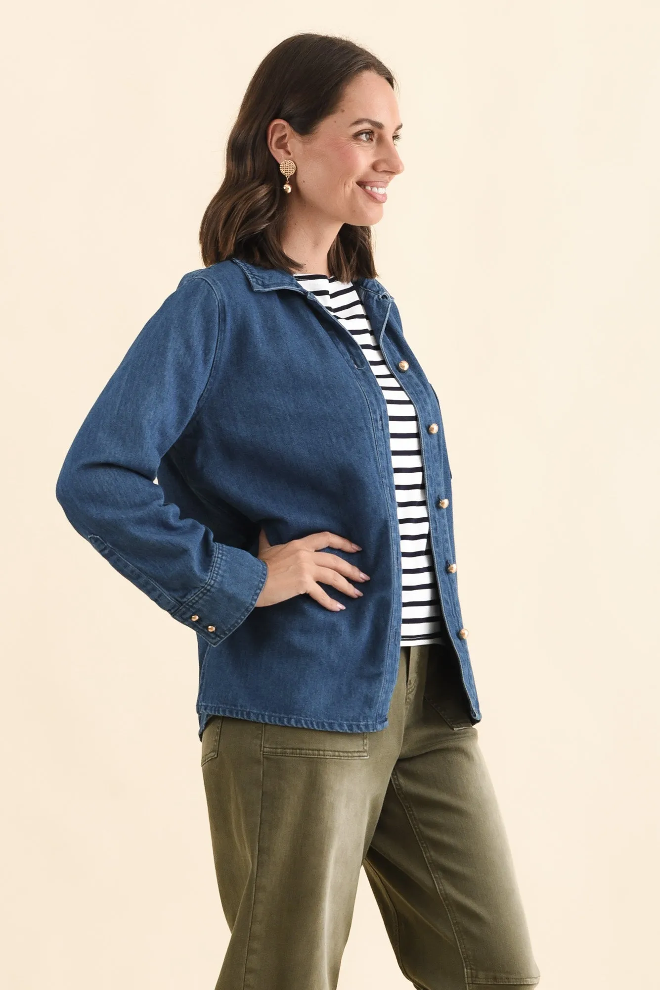 Vespa Mid Blue Denim Shirt sold by Blue Bungalow product image thumbnail 3