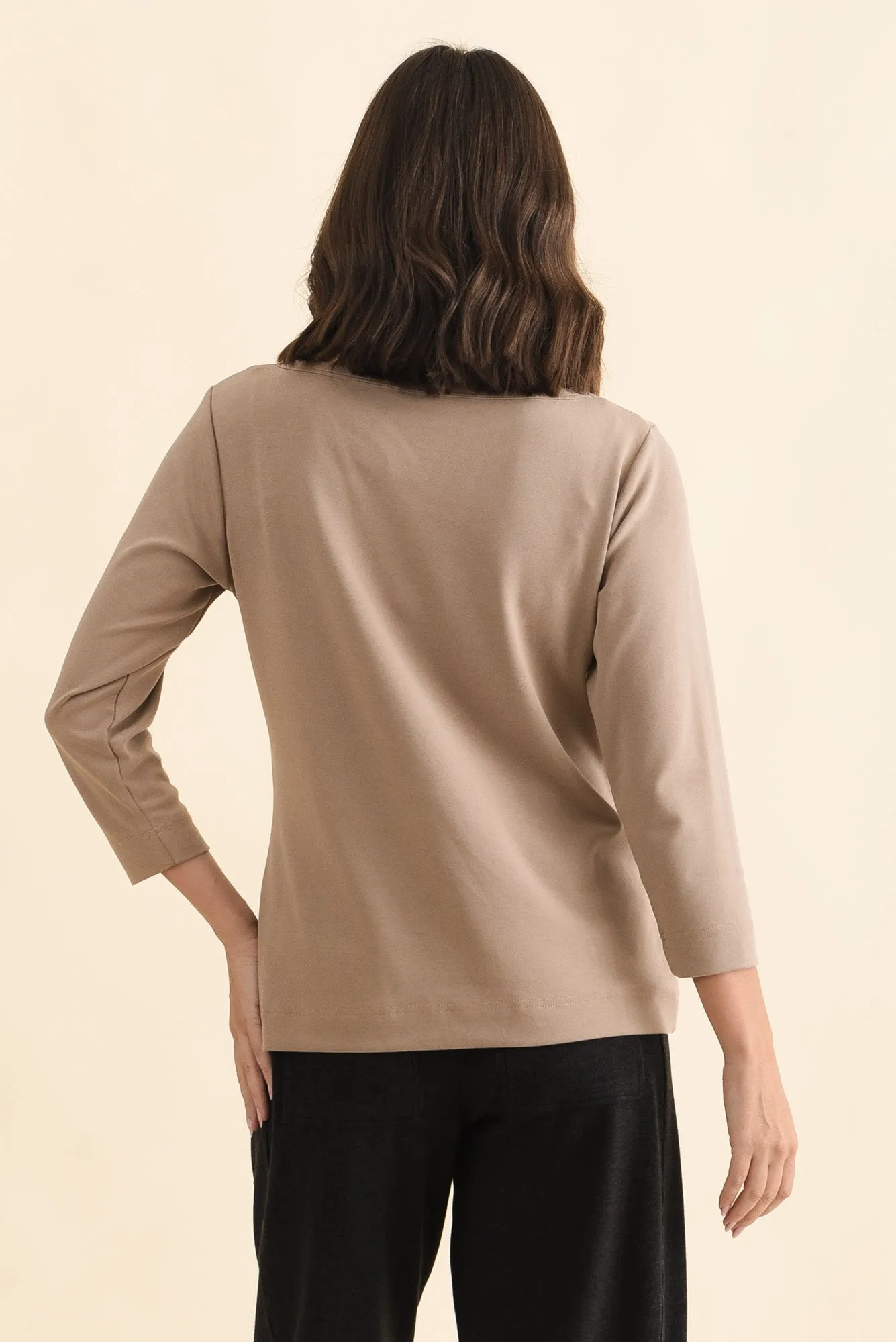 SuedeLuxe Beige 3/4 Sleeve Top sold by Blue Bungalow product image thumbnail 4
