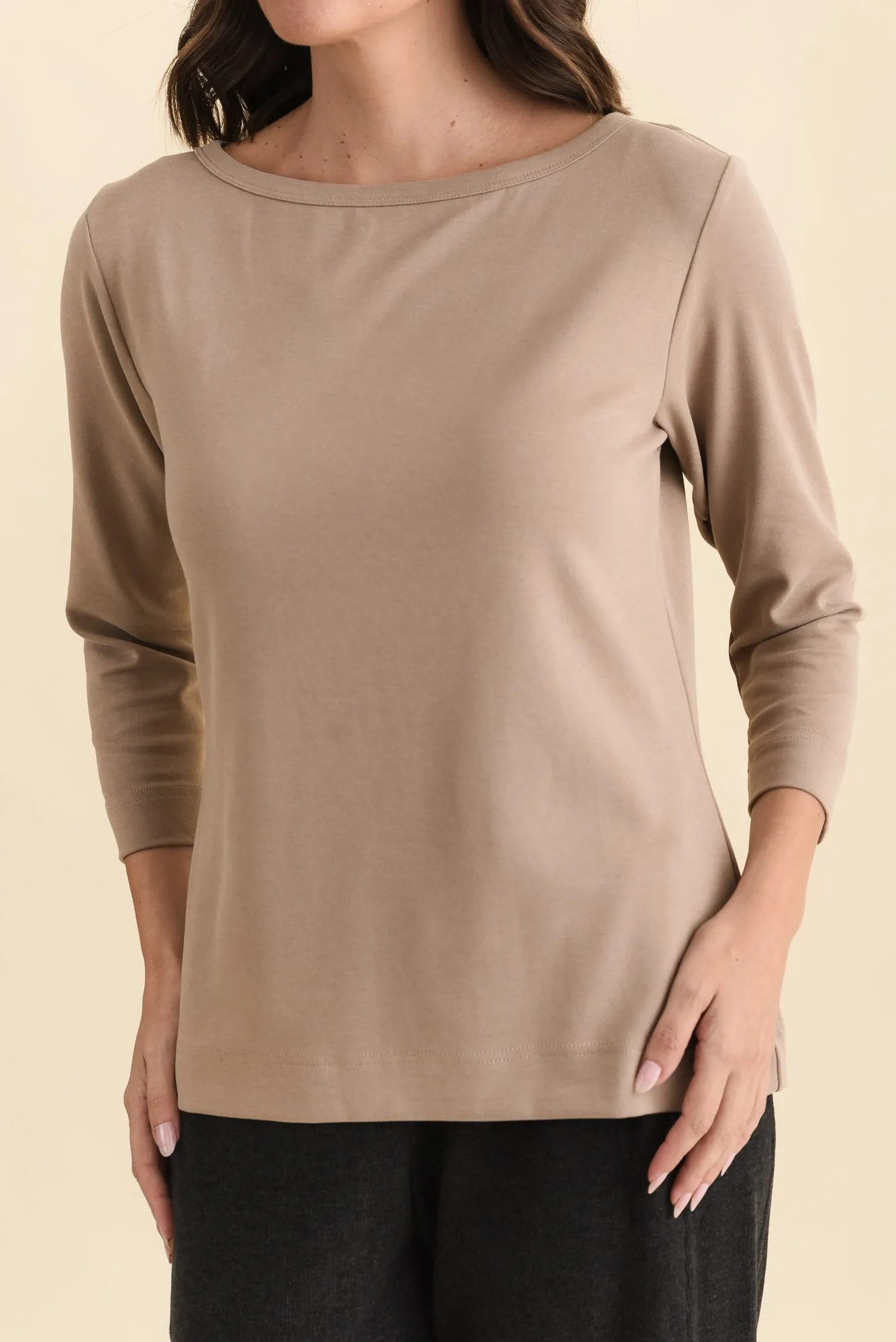 SuedeLuxe Beige 3/4 Sleeve Top sold by Blue Bungalow product image thumbnail 5