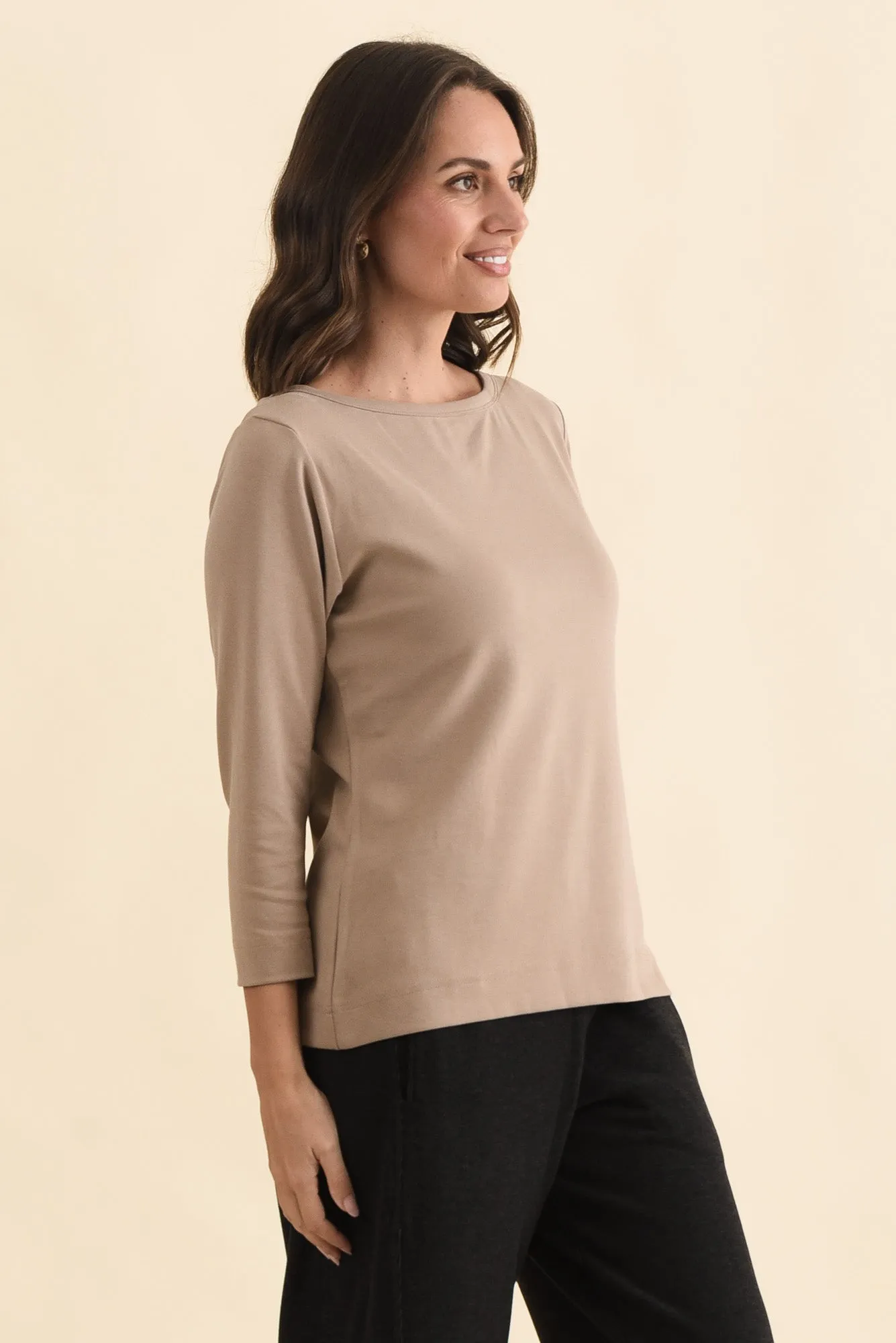 SuedeLuxe Beige 3/4 Sleeve Top sold by Blue Bungalow product image thumbnail 3