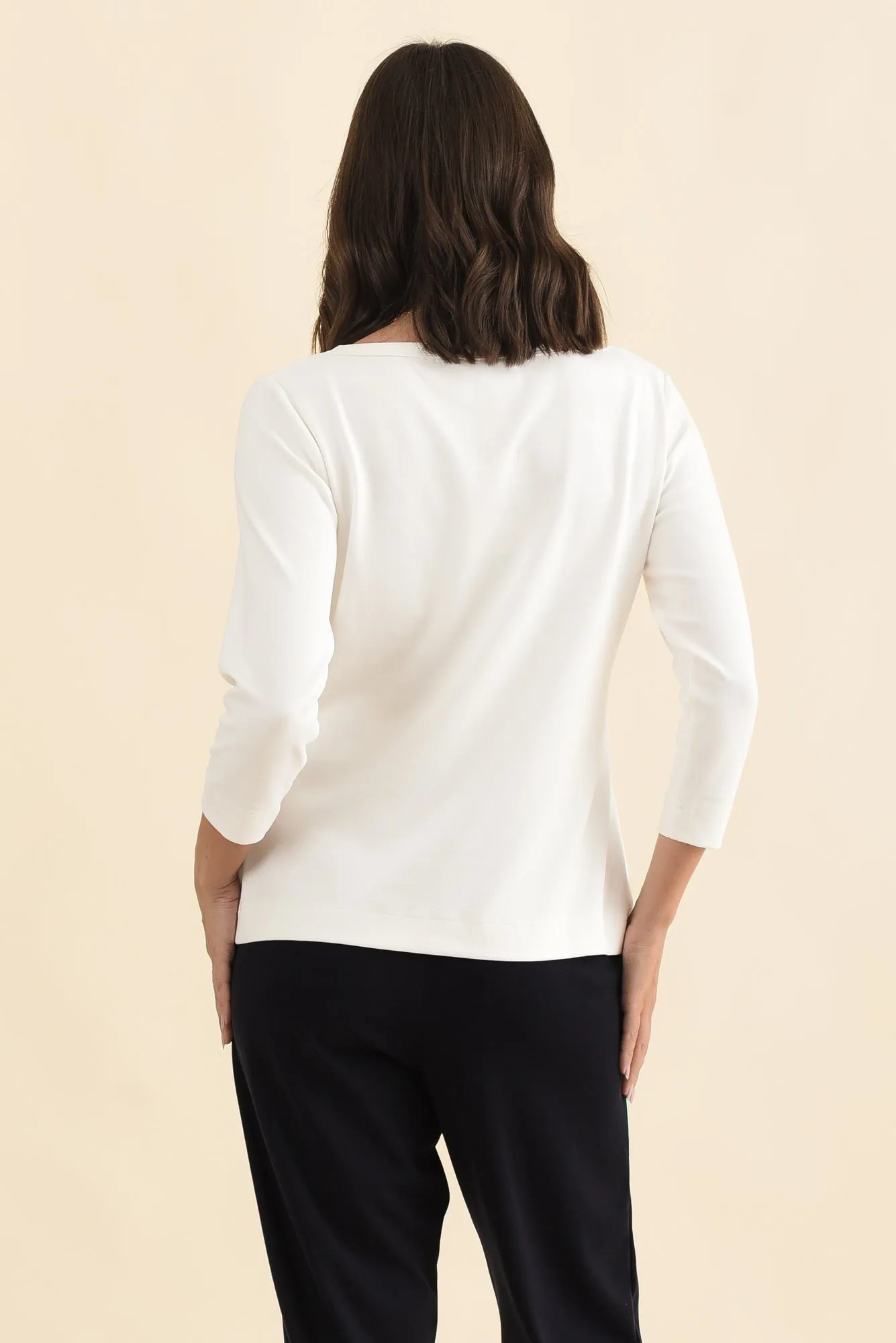 SuedeLuxe White 3/4 Sleeve Top sold by Blue Bungalow product image thumbnail 4