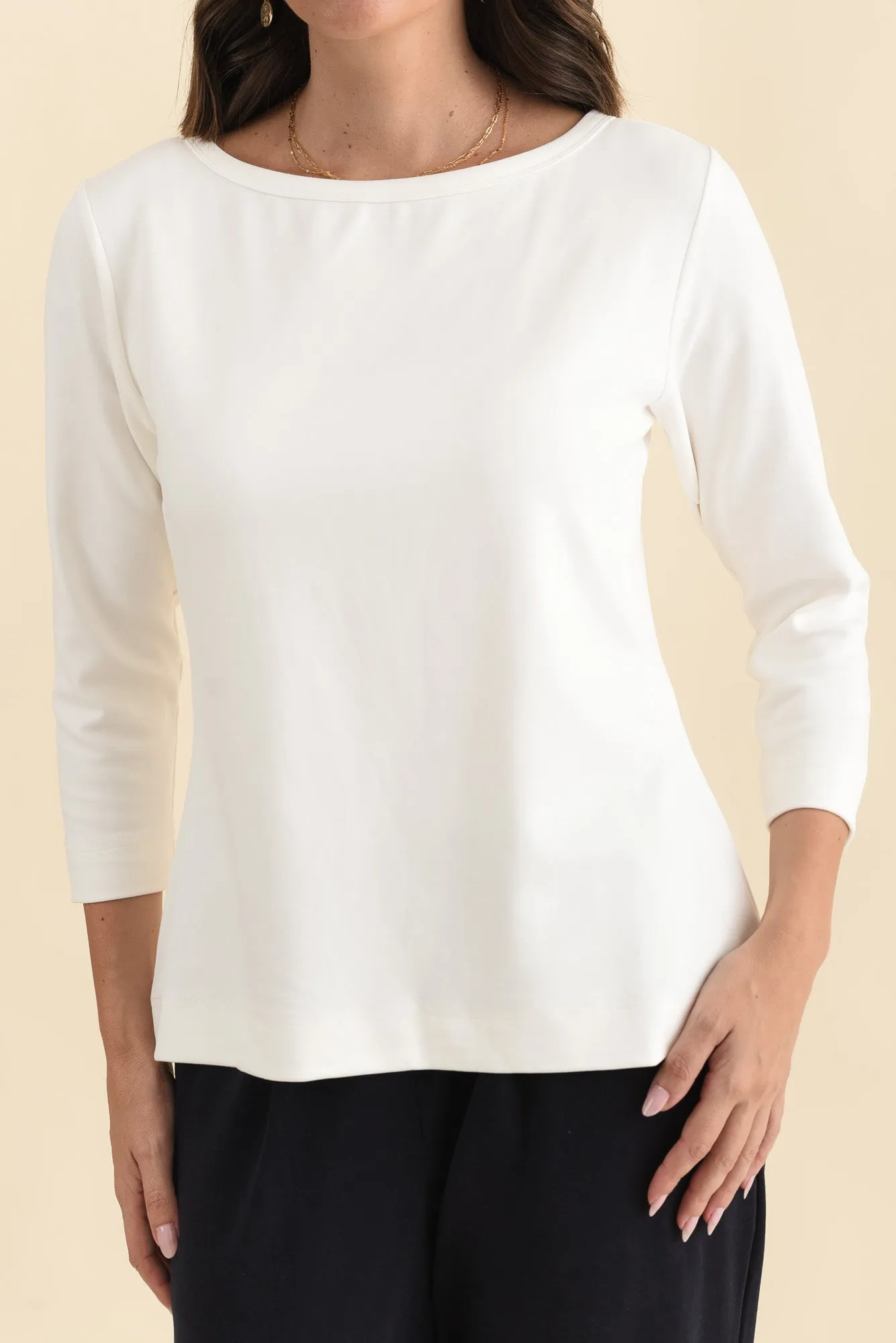 SuedeLuxe White 3/4 Sleeve Top sold by Blue Bungalow product image thumbnail 5