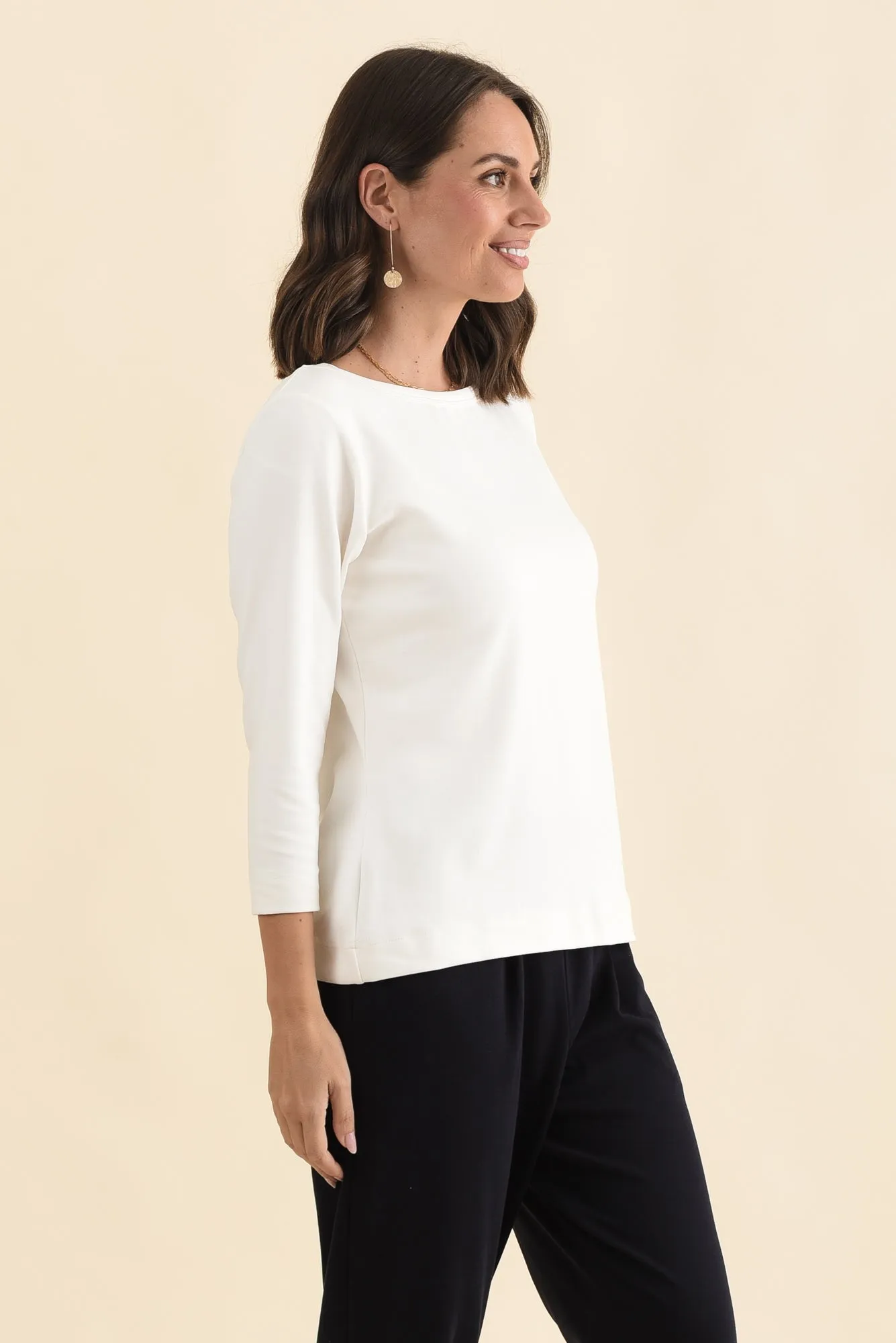 SuedeLuxe White 3/4 Sleeve Top sold by Blue Bungalow product image thumbnail 3