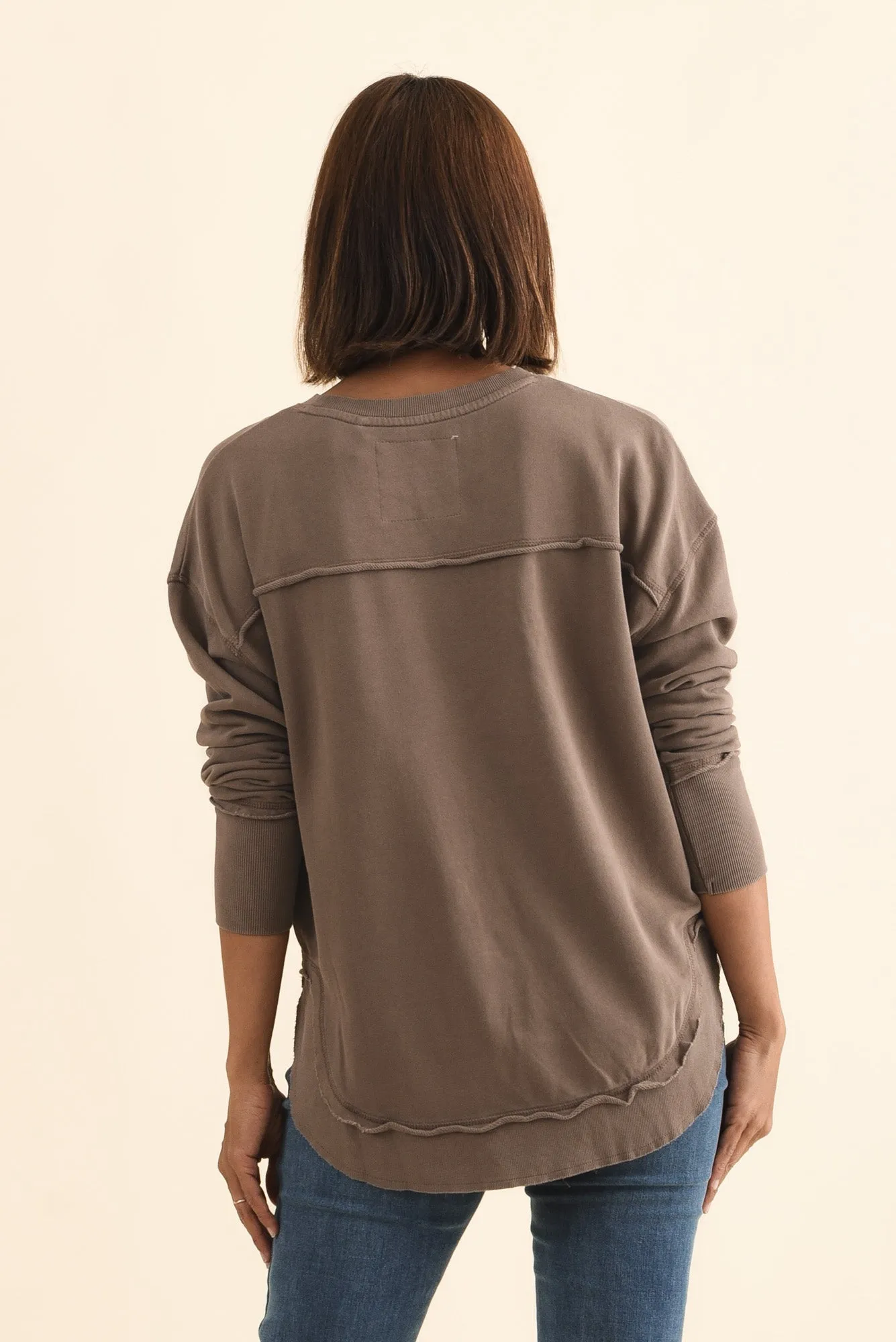 Simplified Brown Cotton Crewneck Sweatshirt sold by Blue Bungalow product image thumbnail 4