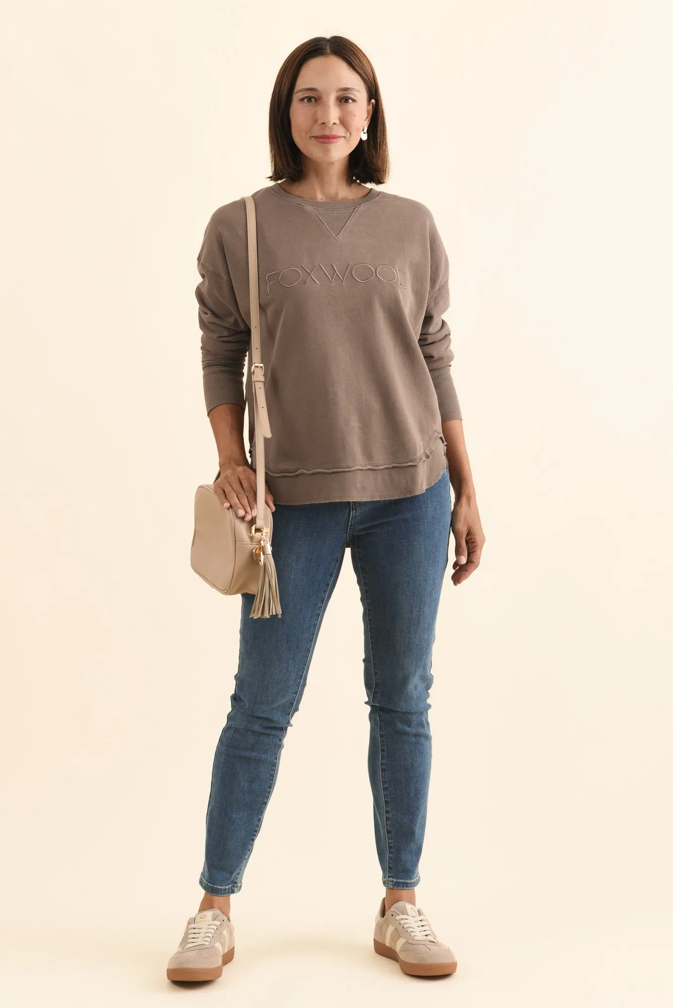 Simplified Brown Cotton Crewneck Sweatshirt sold by Blue Bungalow product image thumbnail 2