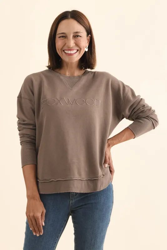 Simplified Brown Cotton Crewneck Sweatshirt made by Foxwood Clothing