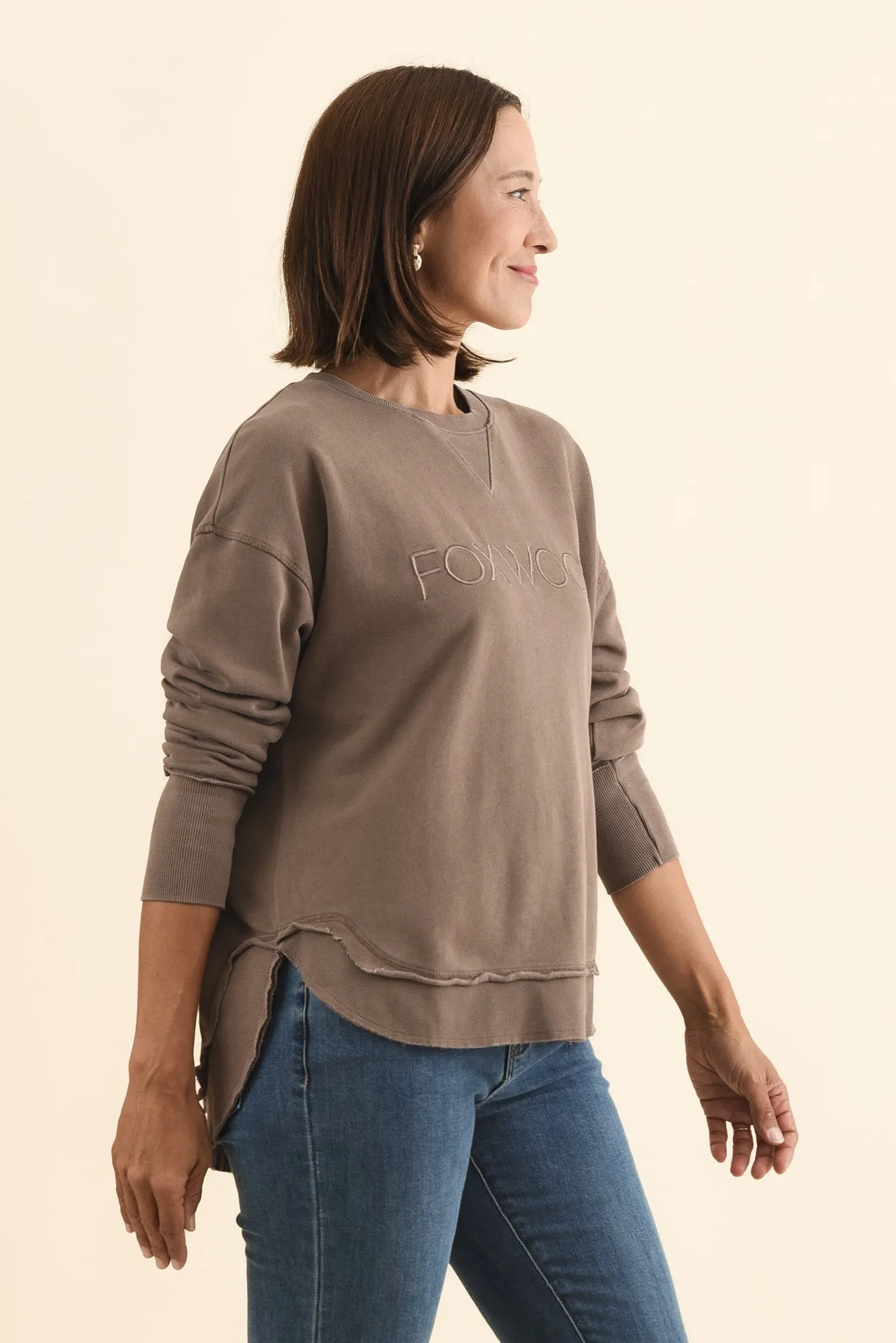 Simplified Brown Cotton Crewneck Sweatshirt sold by Blue Bungalow product image thumbnail 3