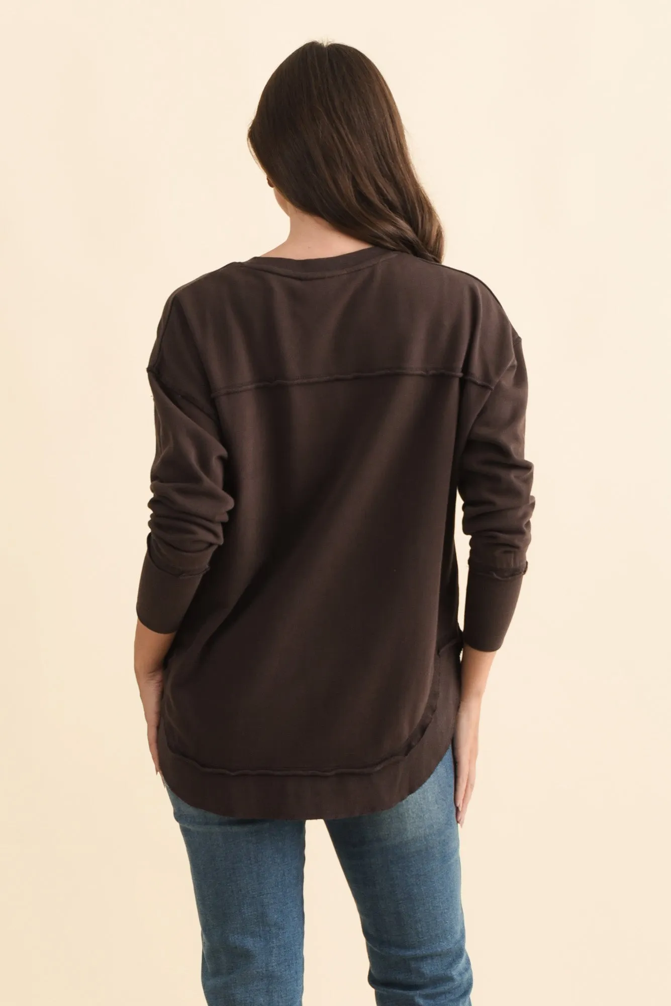 Simplified Chocolate Cotton Crewneck Sweatshirt sold by Blue Bungalow product image thumbnail 4