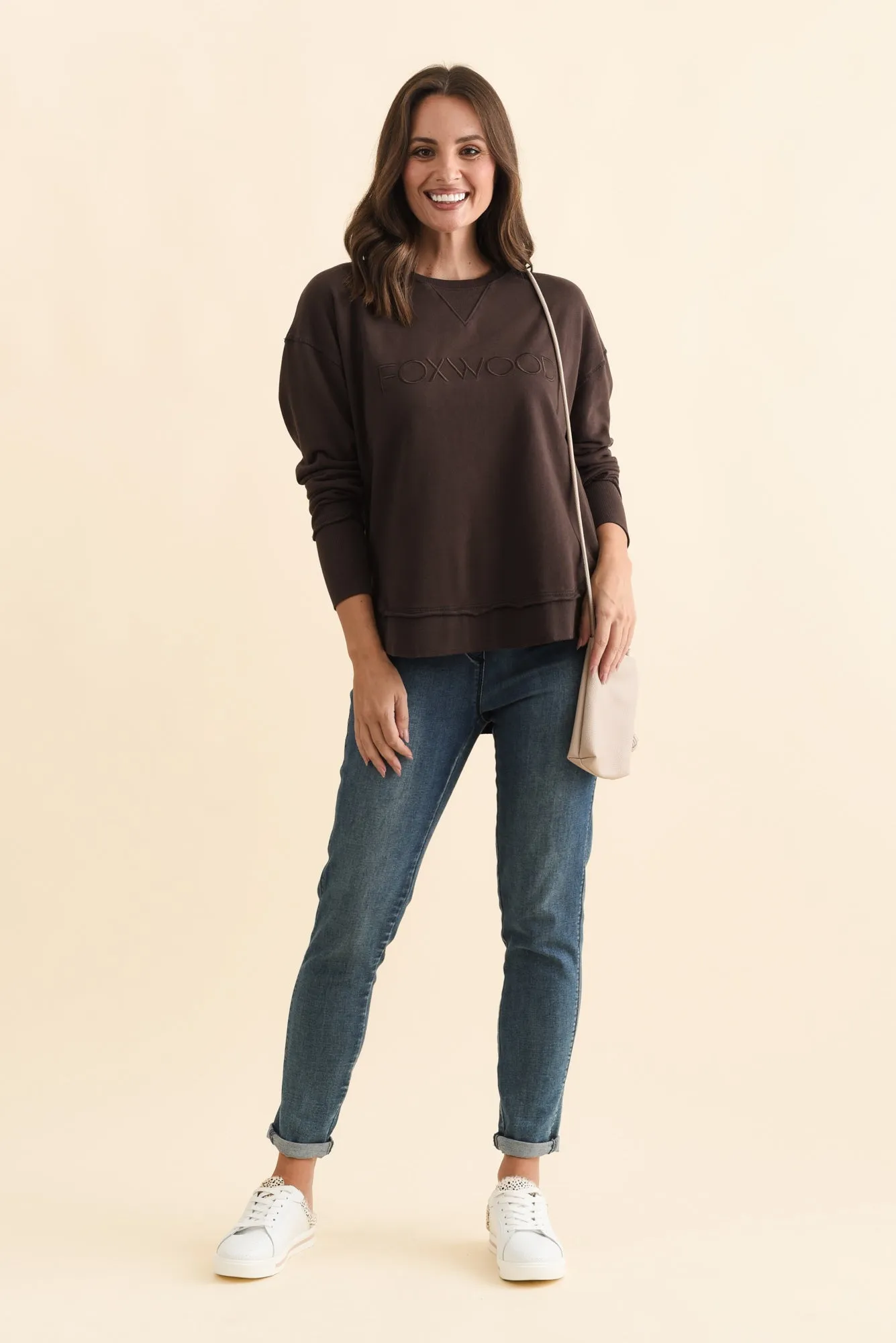 Simplified Chocolate Cotton Crewneck Sweatshirt sold by Blue Bungalow product image thumbnail 2