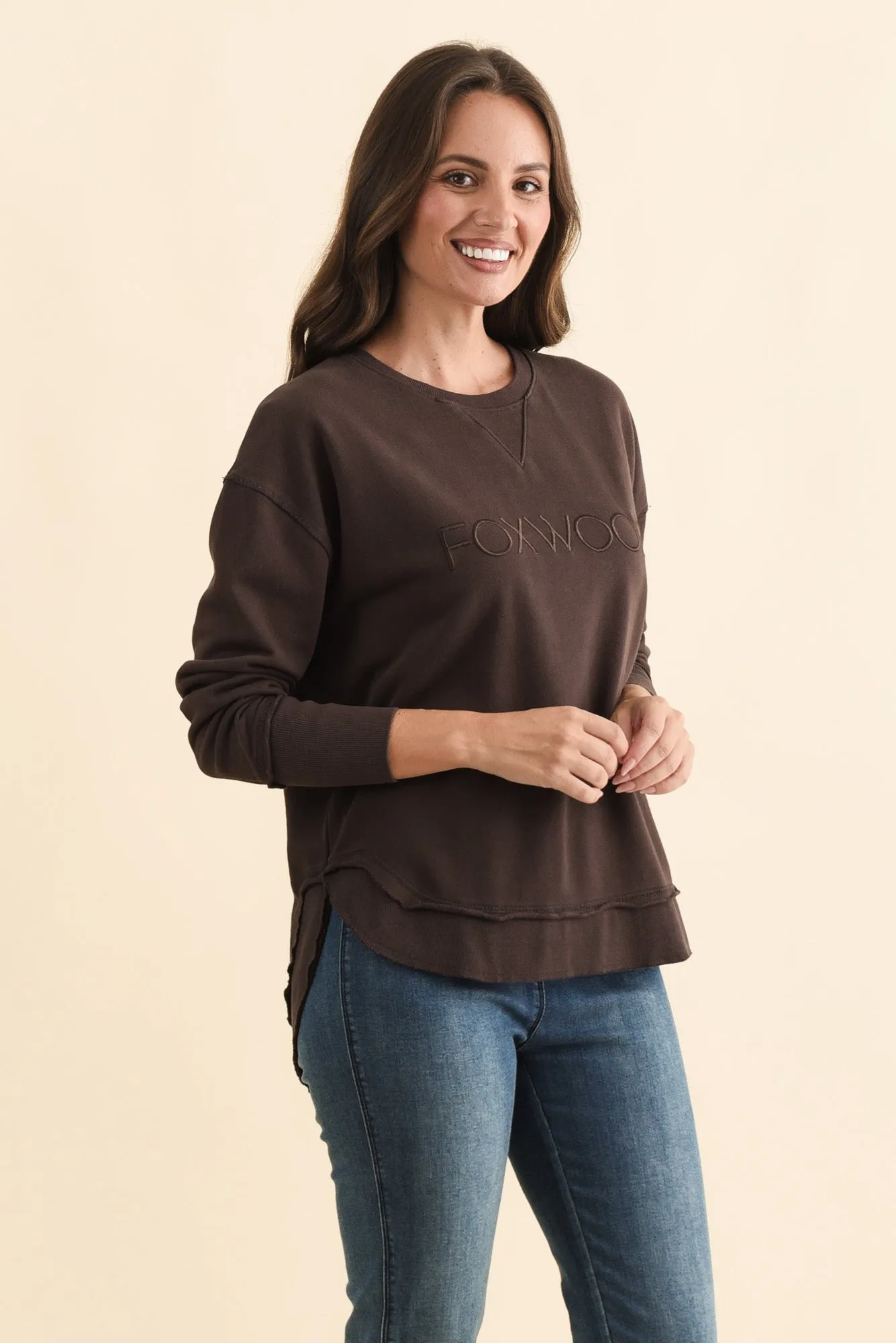 Simplified Chocolate Cotton Crewneck Sweatshirt sold by Blue Bungalow product image thumbnail 3