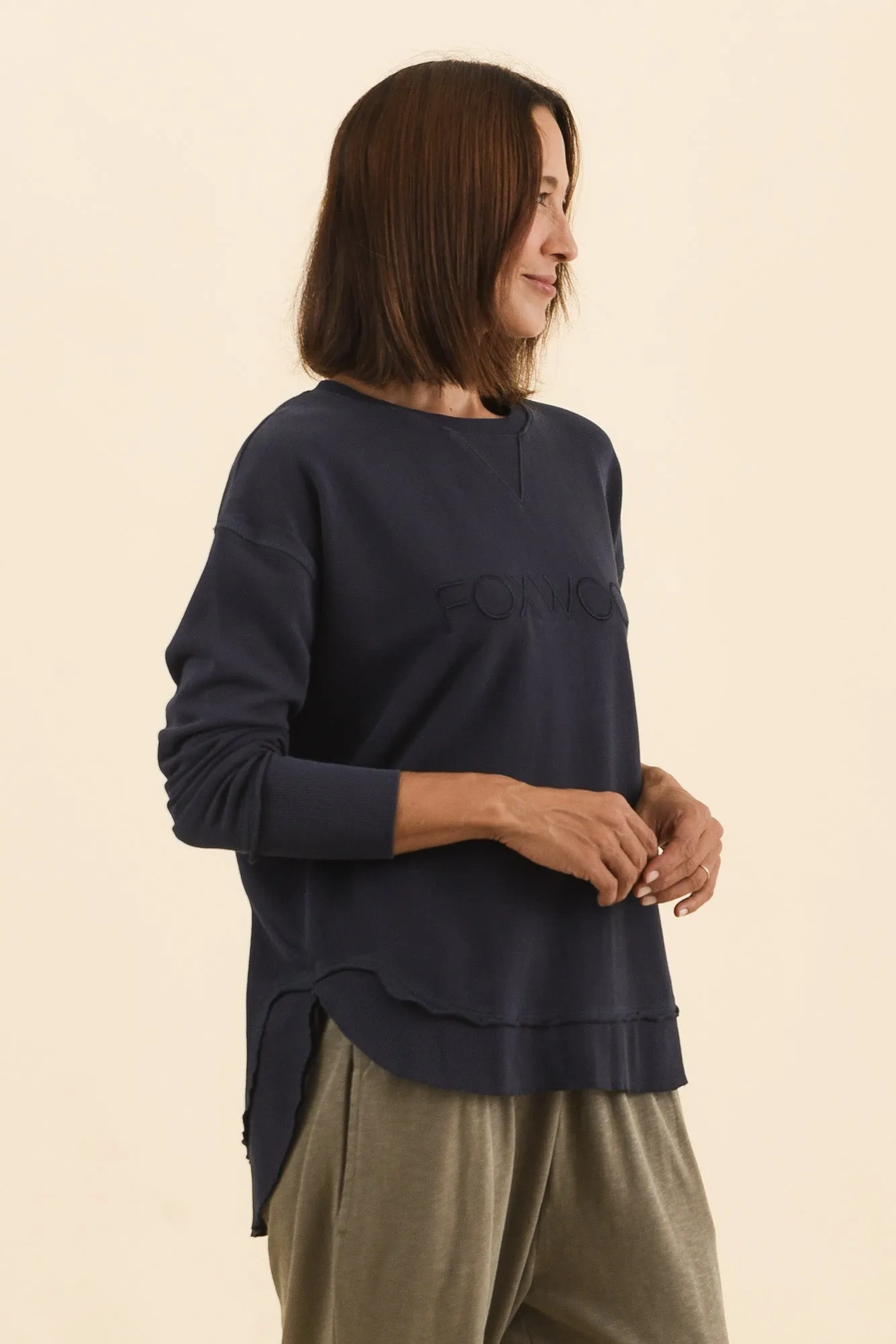 Simplified Navy Cotton Crewneck Sweatshirt sold by Blue Bungalow product image thumbnail 3