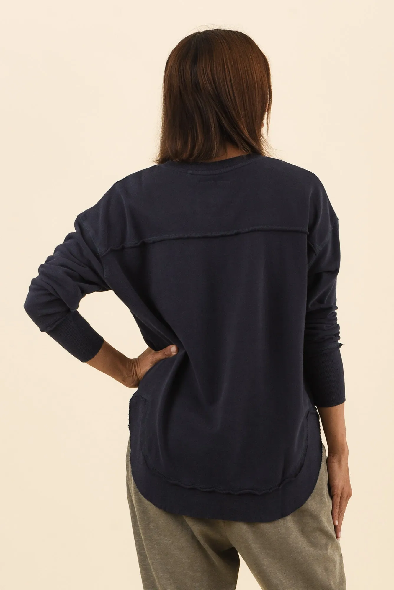 Simplified Navy Cotton Crewneck Sweatshirt sold by Blue Bungalow product image thumbnail 4