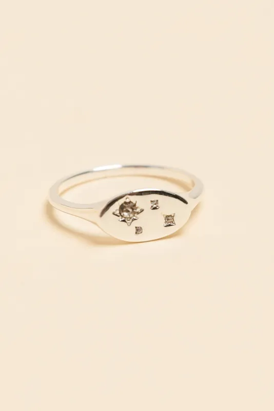 Goodwin Silver Diamante Ring made by Blue Bungalow