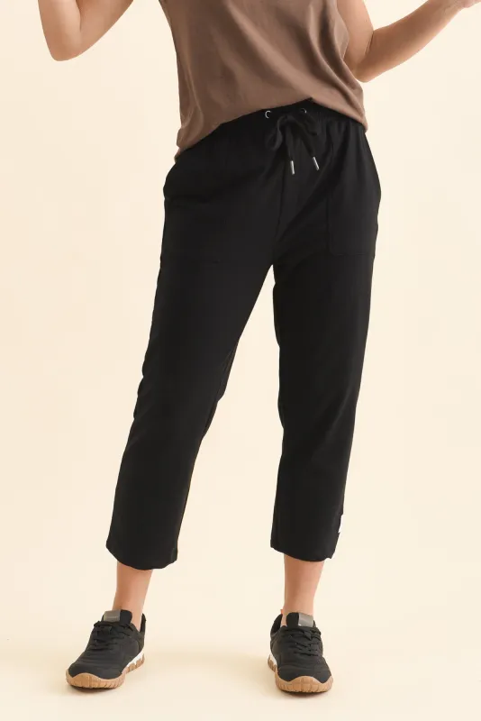 Sutton Black Cotton Relaxed Sweatpants made by Elm Lifestyle