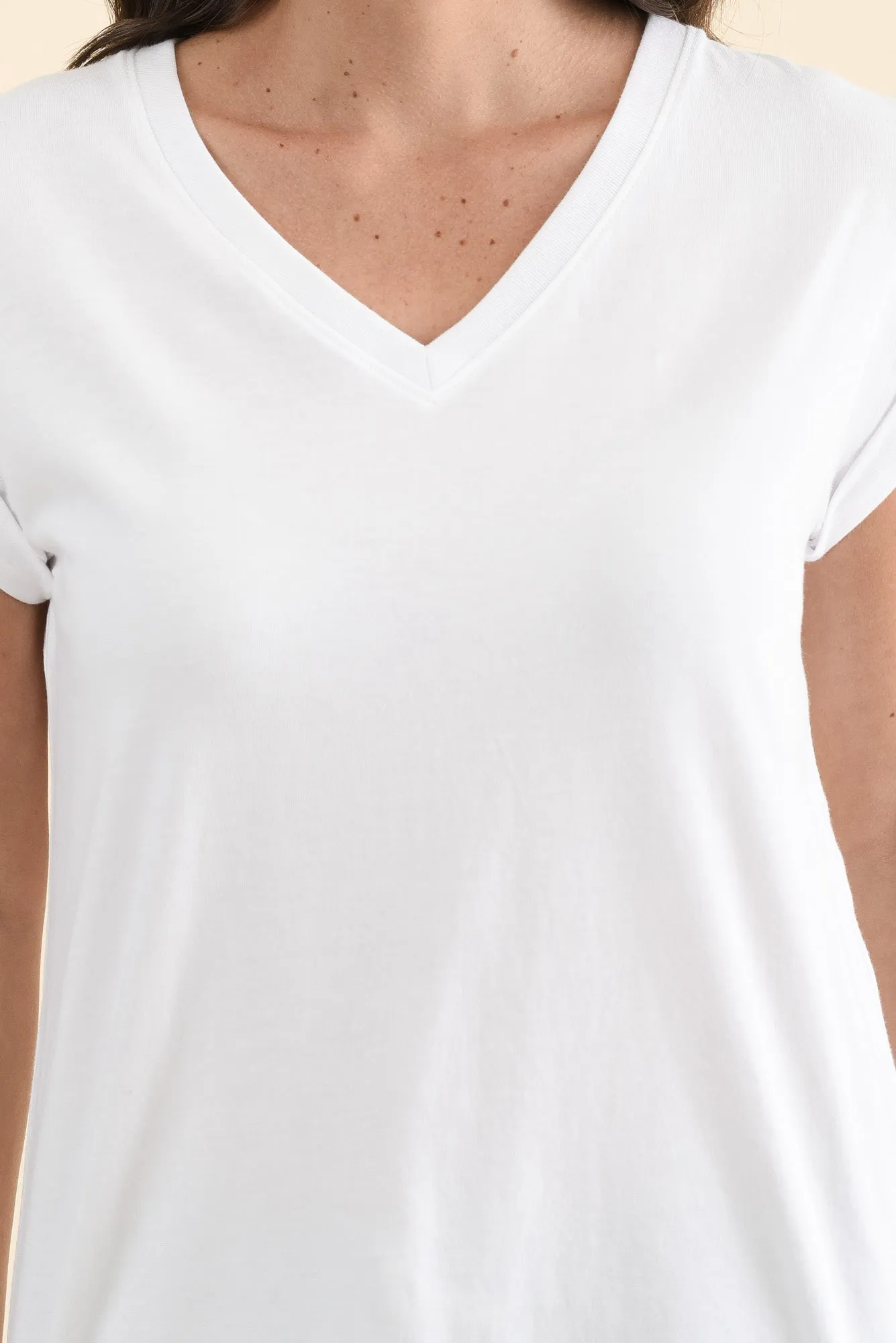 Monte White Cotton Vee Tee sold by Blue Bungalow product image thumbnail 5