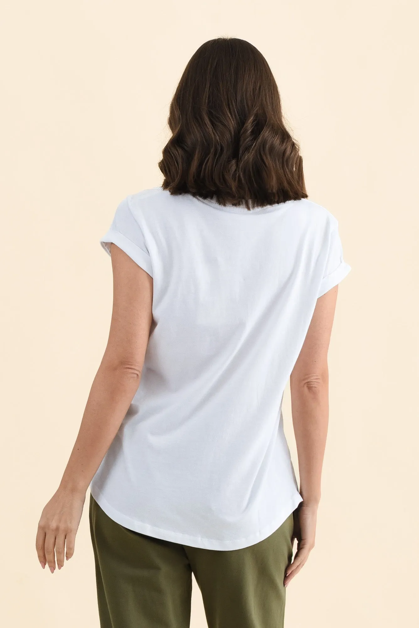 Monte White Cotton Vee Tee sold by Blue Bungalow product image thumbnail 4