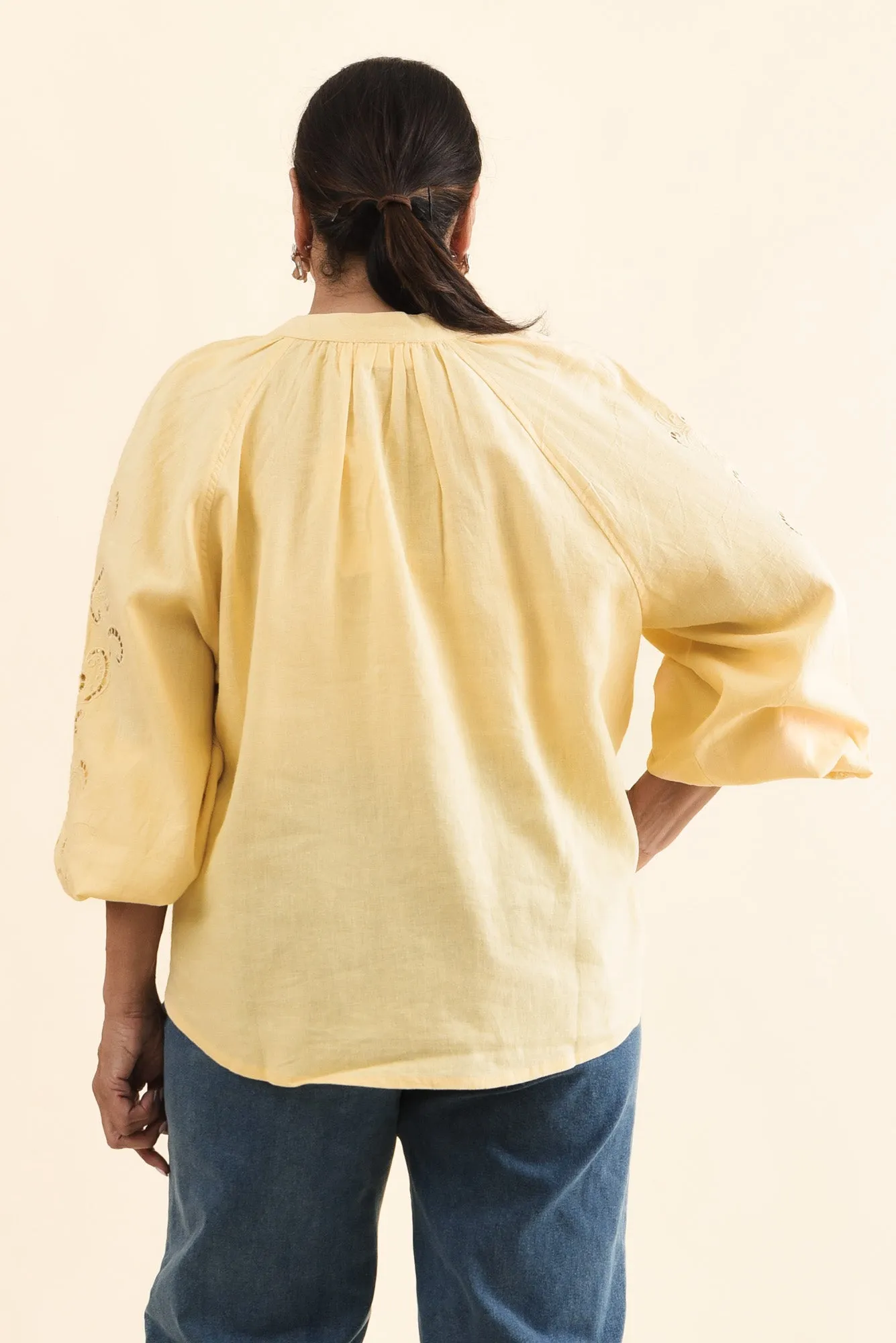 Carlson Yellow Embroidered Blouse sold by Blue Bungalow product image thumbnail 4
