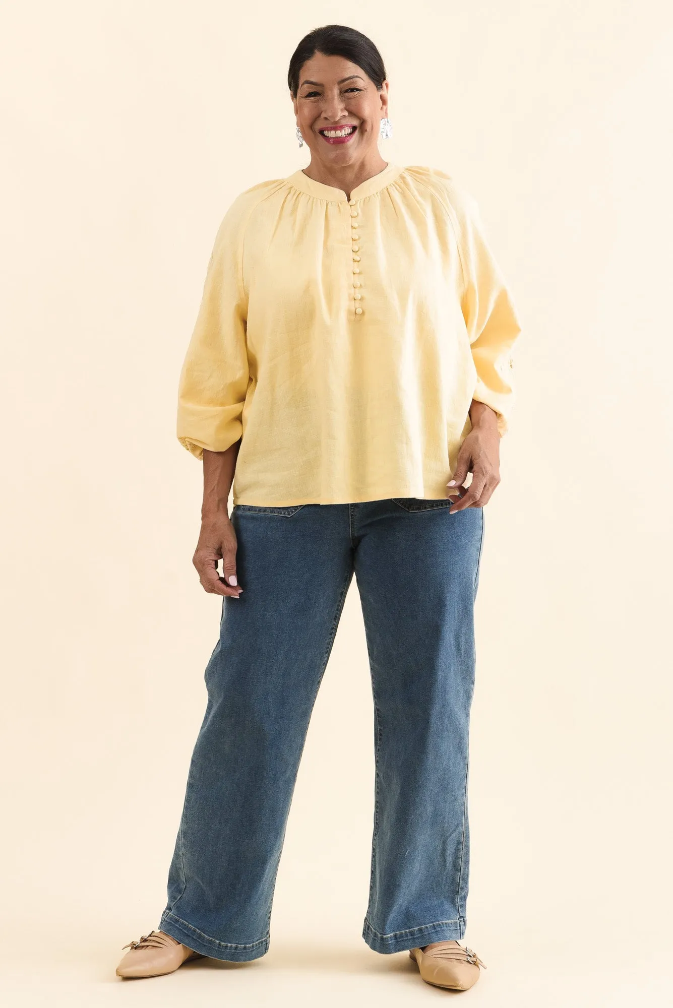 Carlson Yellow Embroidered Blouse sold by Blue Bungalow product image thumbnail 2