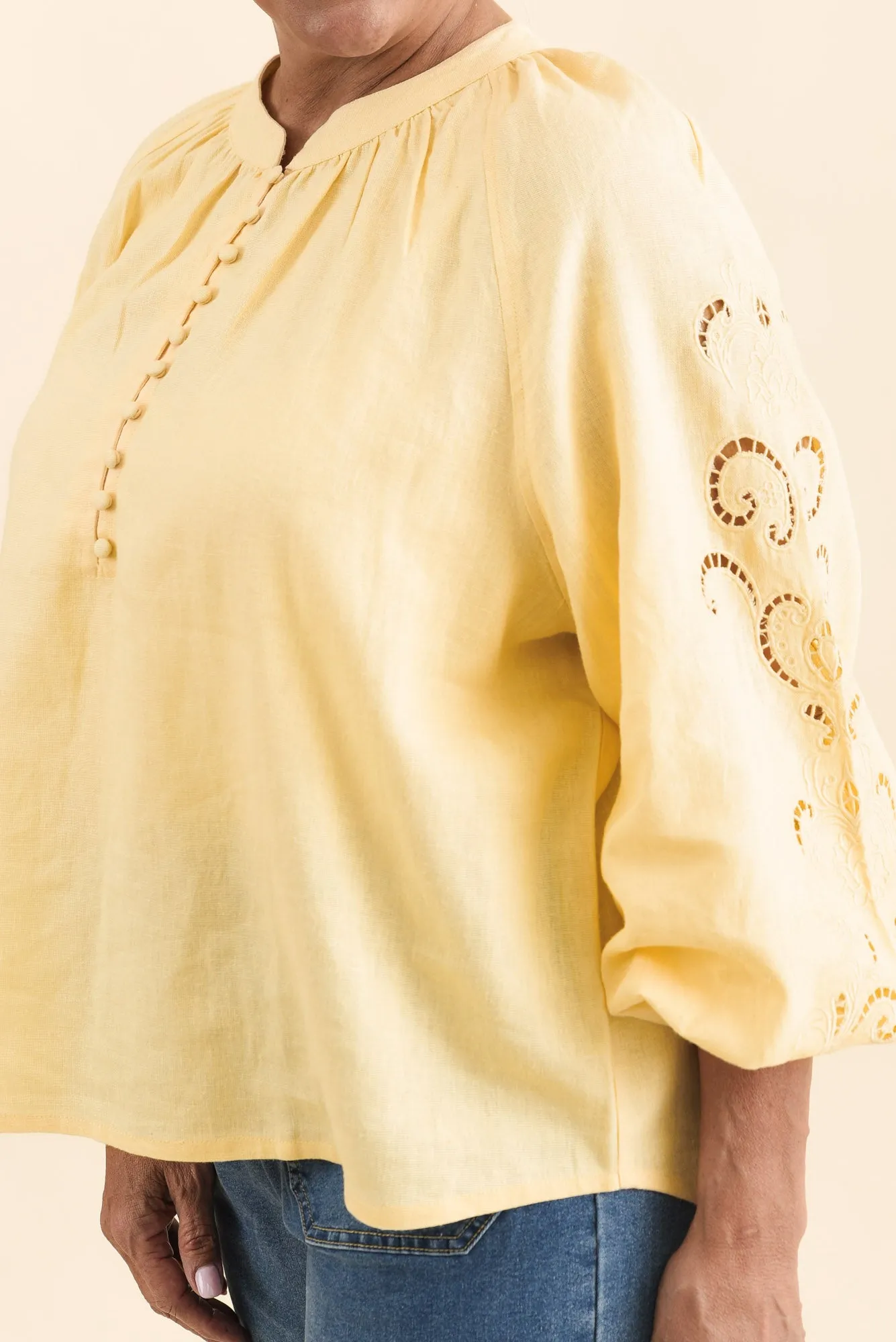 Carlson Yellow Embroidered Blouse sold by Blue Bungalow product image thumbnail 5