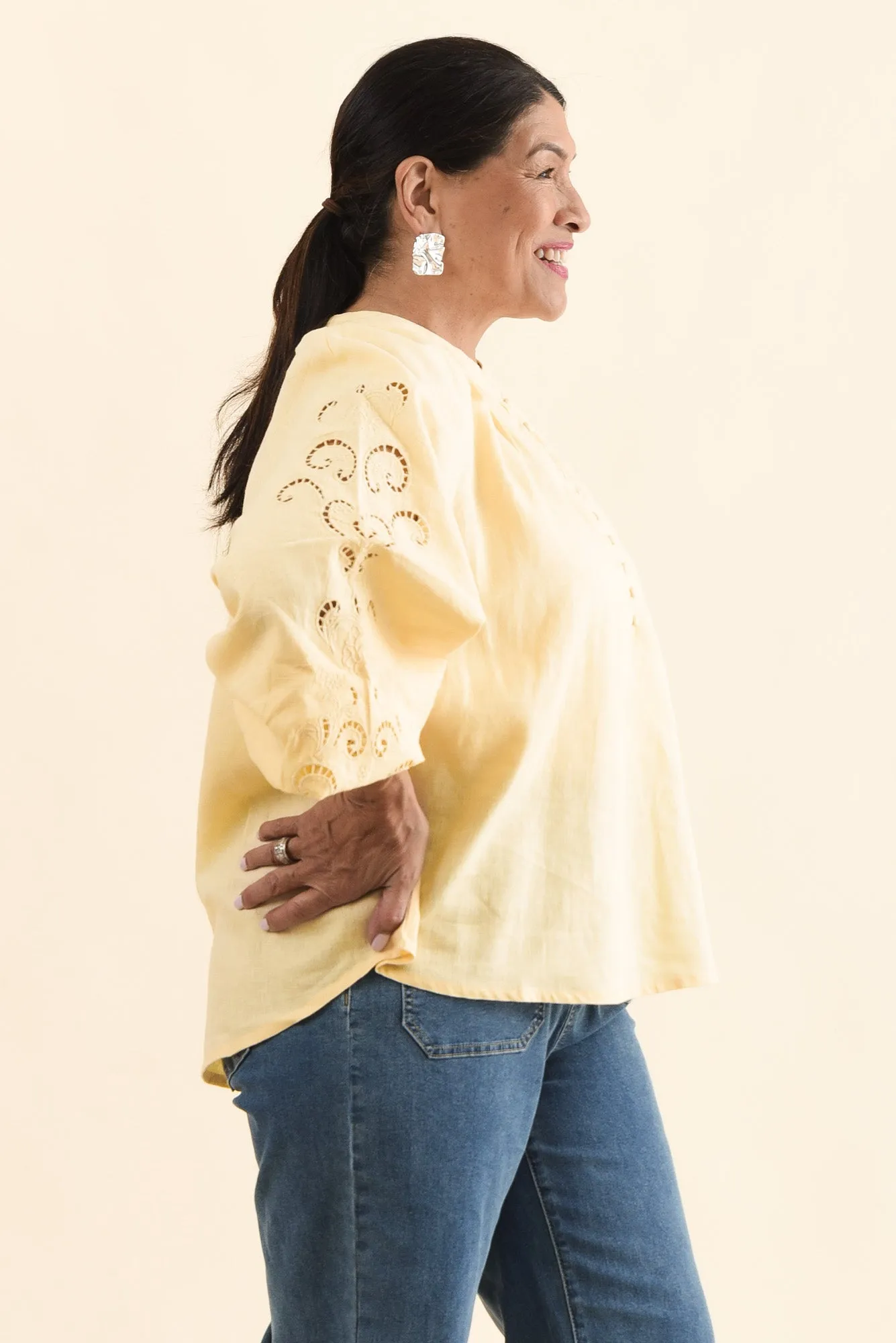 Carlson Yellow Embroidered Blouse sold by Blue Bungalow product image thumbnail 3