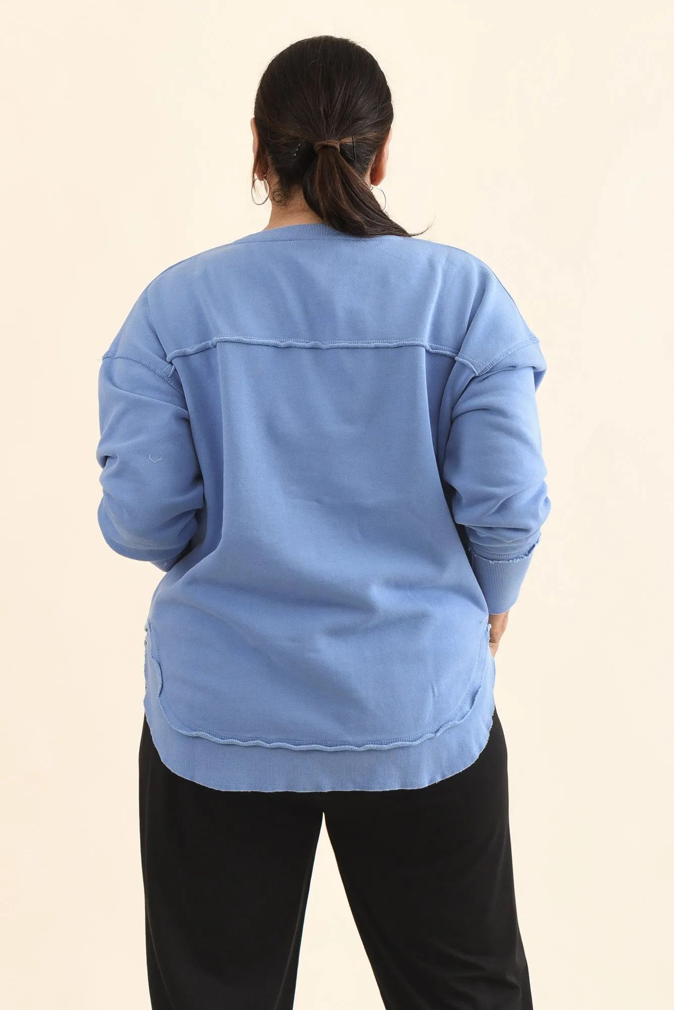 Signature Blue Cotton Crewneck Sweatshirt sold by Blue Bungalow product image thumbnail 4