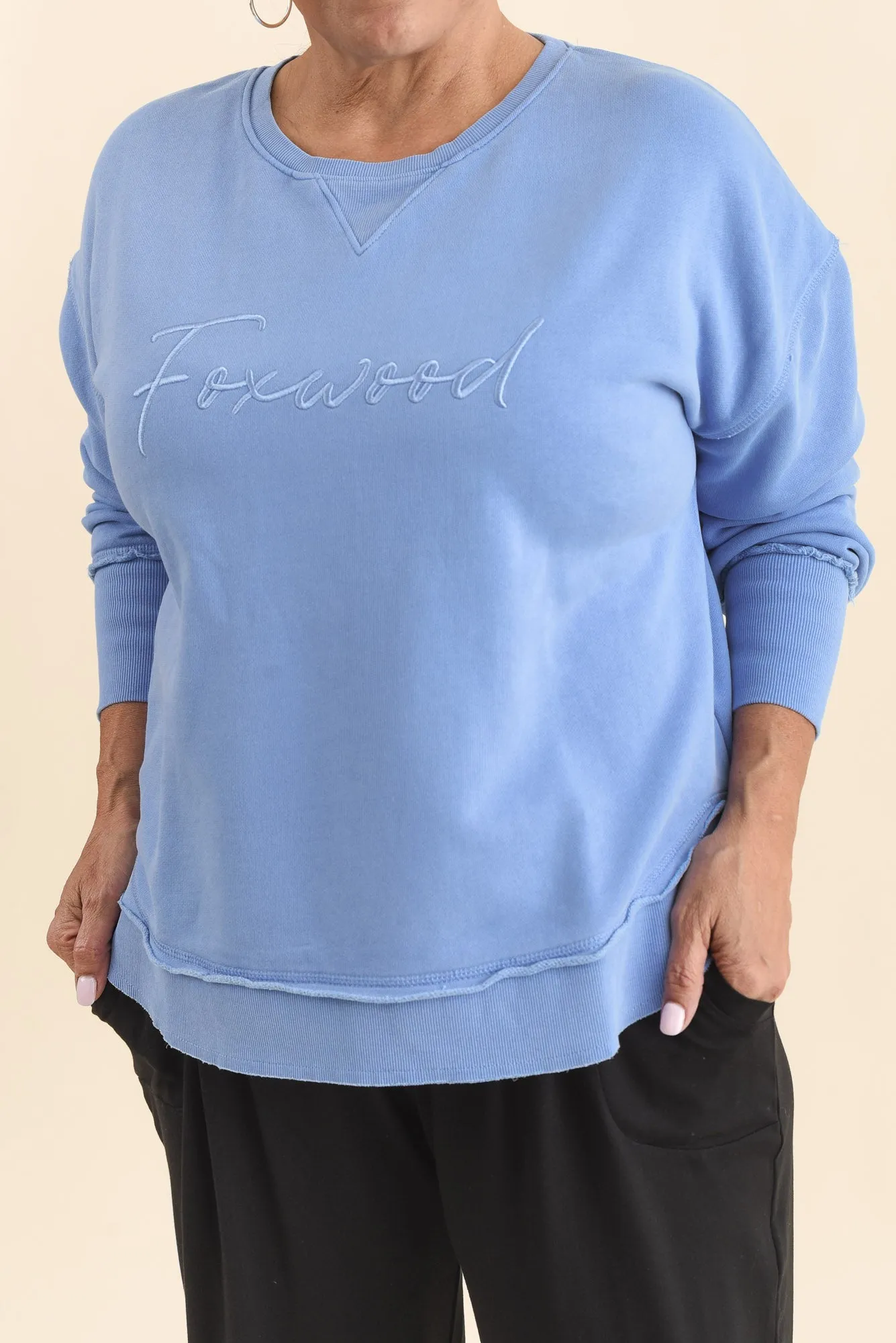 Signature Blue Cotton Crewneck Sweatshirt sold by Blue Bungalow product image thumbnail 5