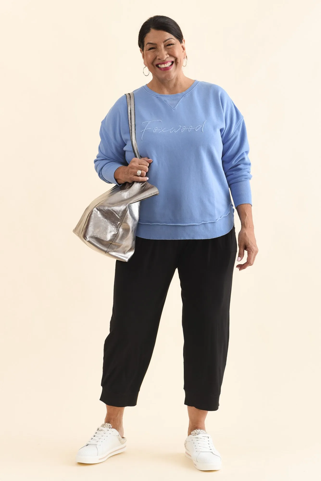 Signature Blue Cotton Crewneck Sweatshirt sold by Blue Bungalow product image thumbnail 2
