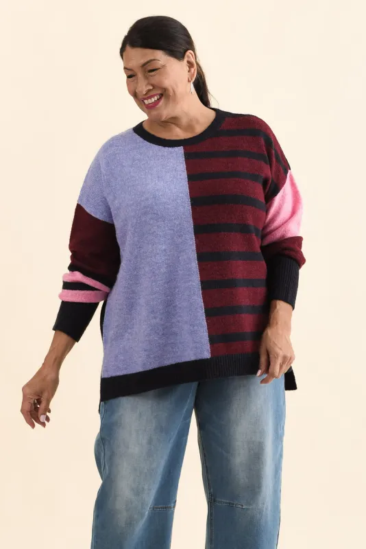 Kit Red Splice Knit Jumper made by Elm Lifestyle