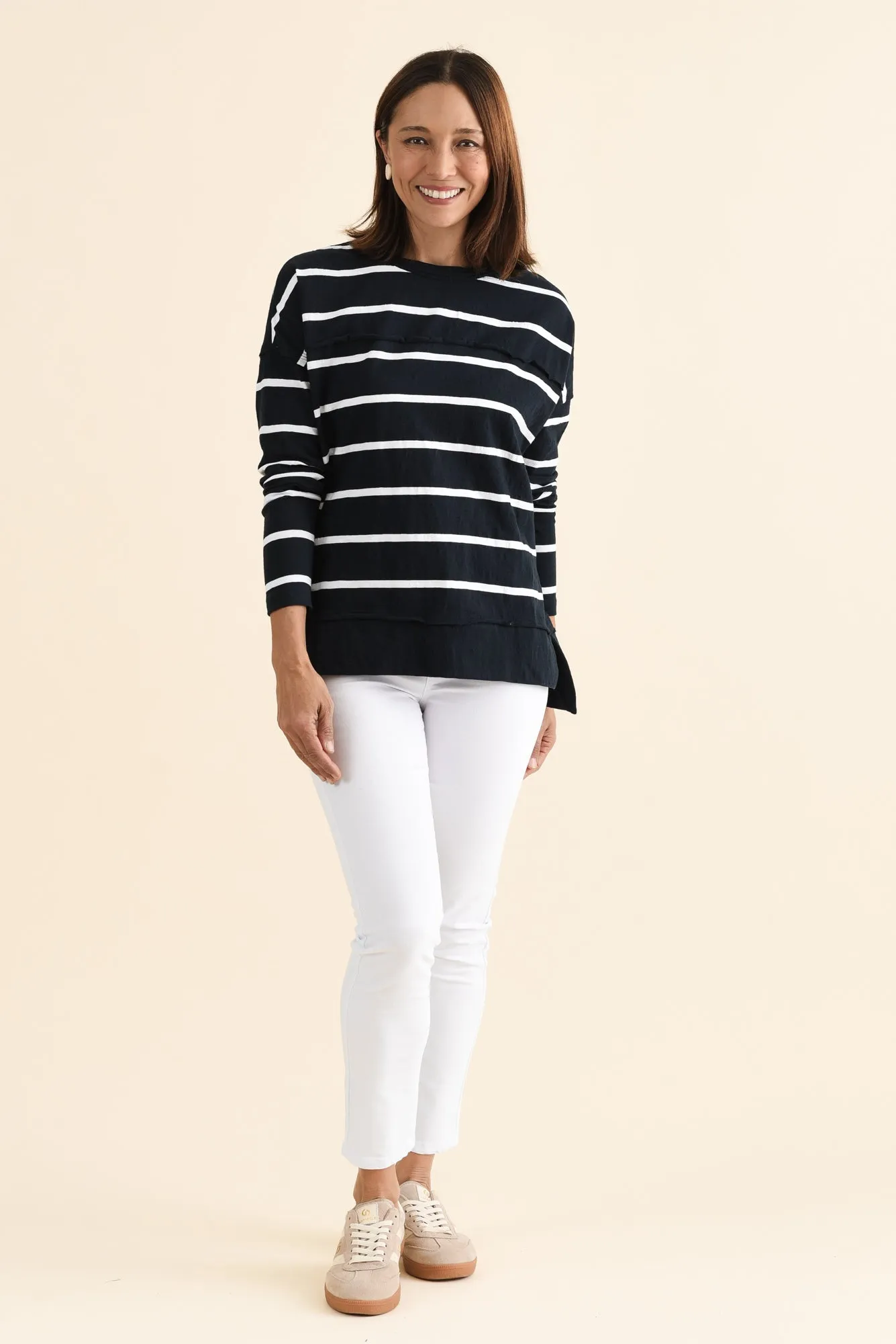 Jayne Navy Stripe Cotton Throw On Top sold by Blue Bungalow product image thumbnail 2