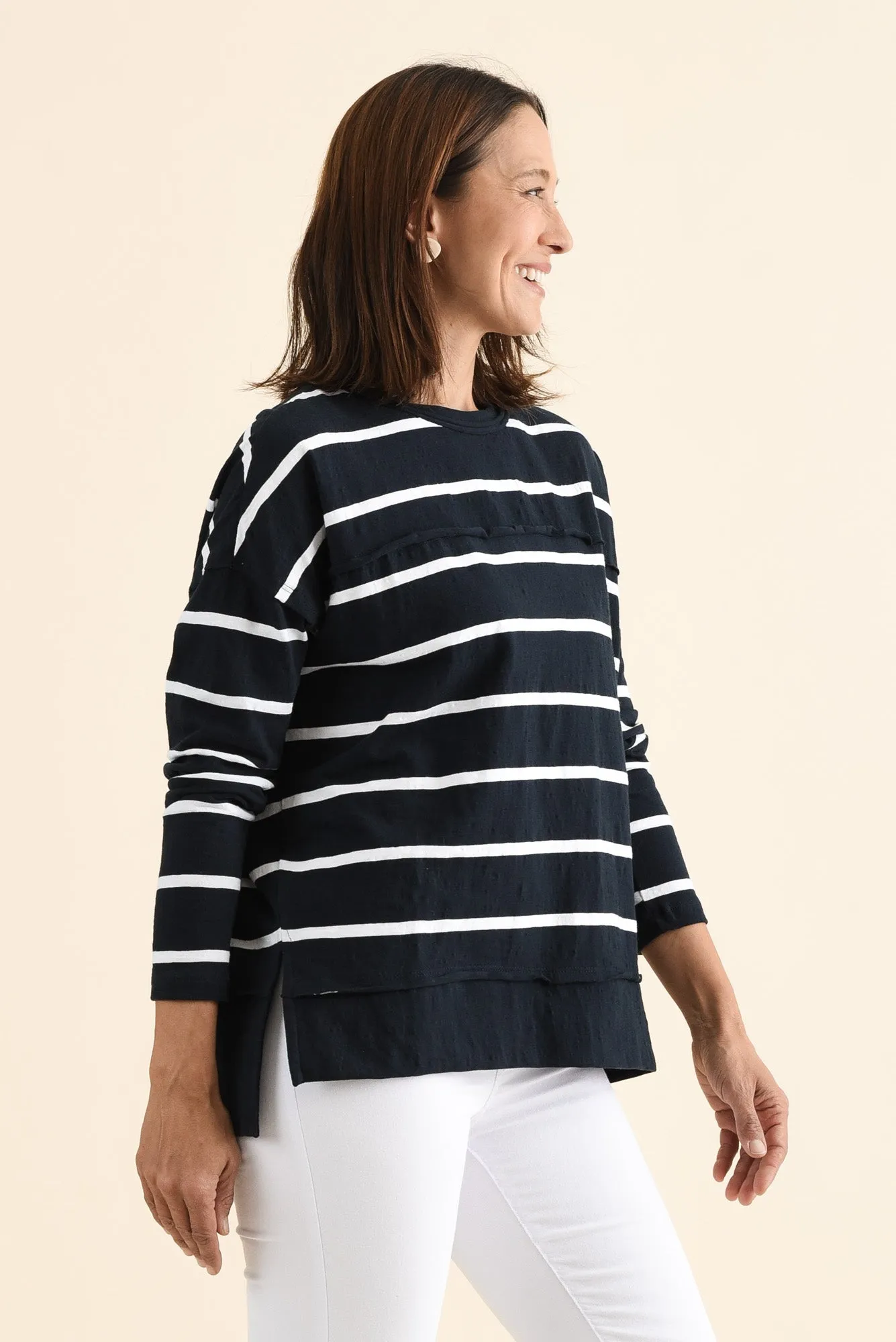 Jayne Navy Stripe Cotton Throw On Top sold by Blue Bungalow product image thumbnail 3