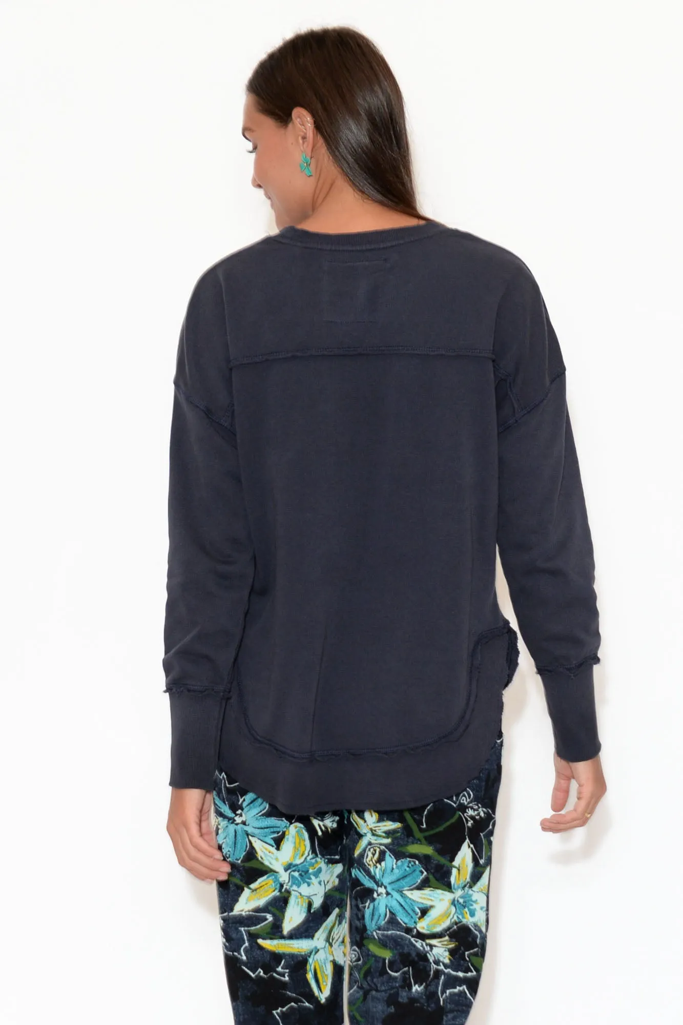 Delilah Navy Cotton Crewneck Sweatshirt sold by Blue Bungalow product image thumbnail 4