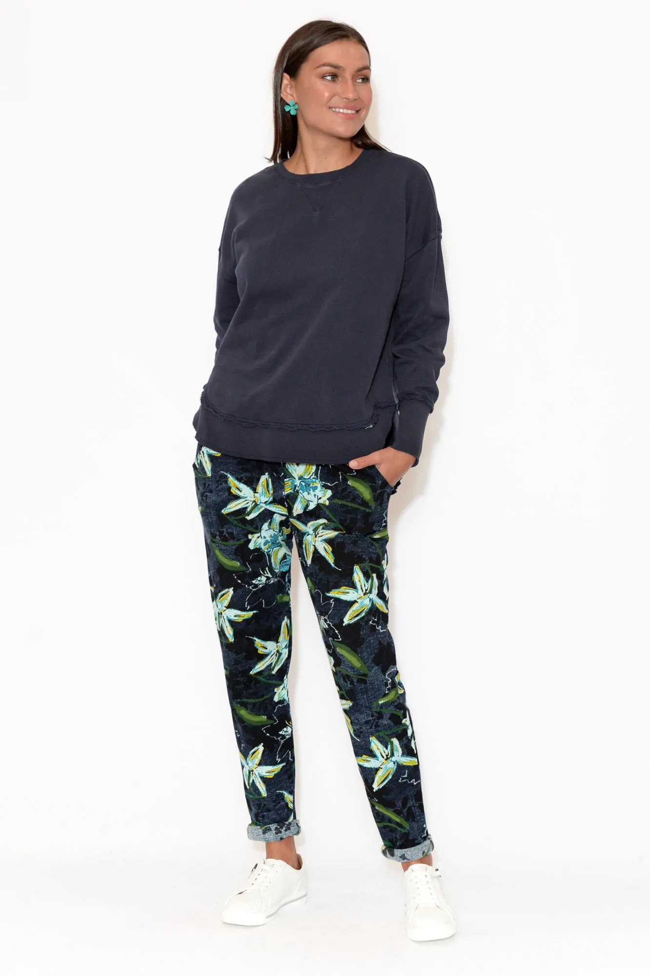 Delilah Navy Cotton Crewneck Sweatshirt sold by Blue Bungalow product image thumbnail 5
