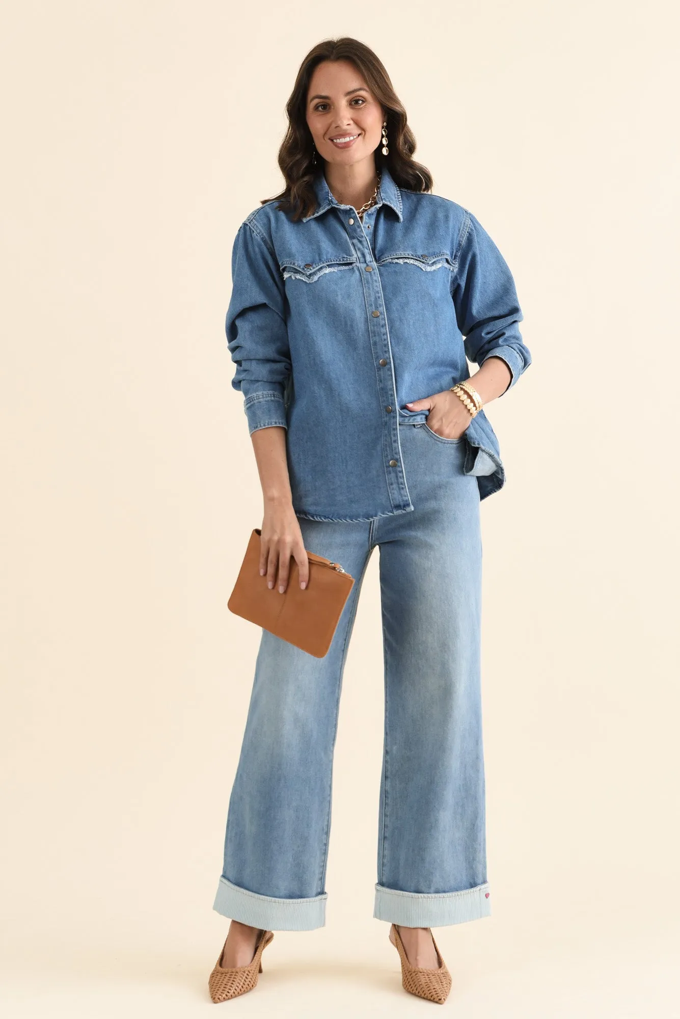 Deb Mid Blue Denim Wide Leg Jeans sold by Blue Bungalow product image thumbnail 2