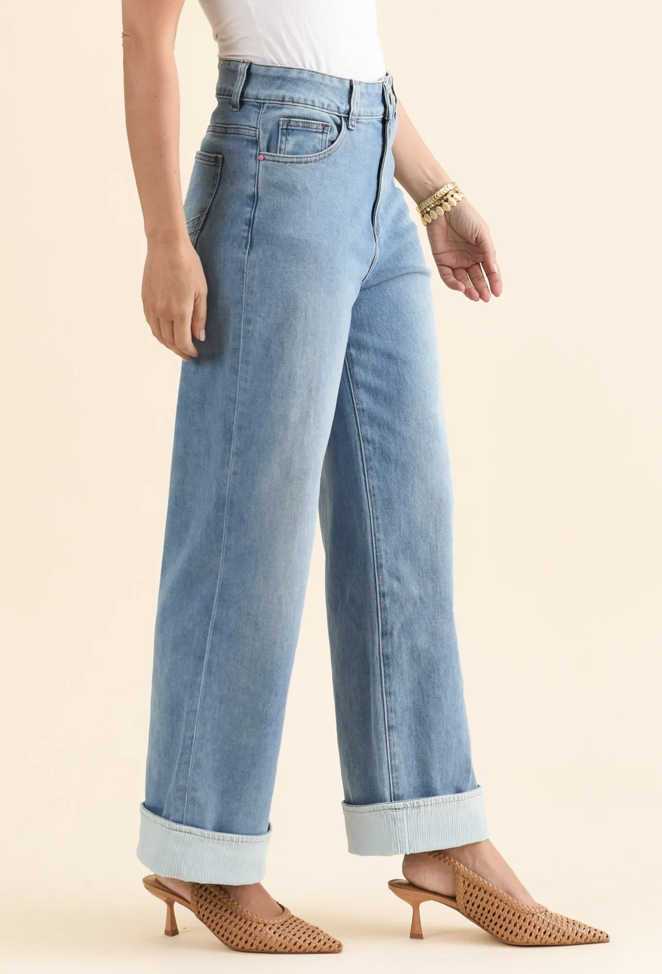 Deb Mid Blue Denim Wide Leg Jeans sold by Blue Bungalow product image thumbnail 3
