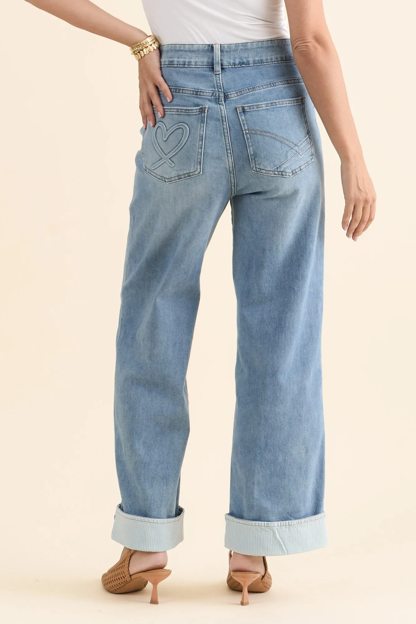 Deb Mid Blue Denim Wide Leg Jeans sold by Blue Bungalow product image thumbnail 4