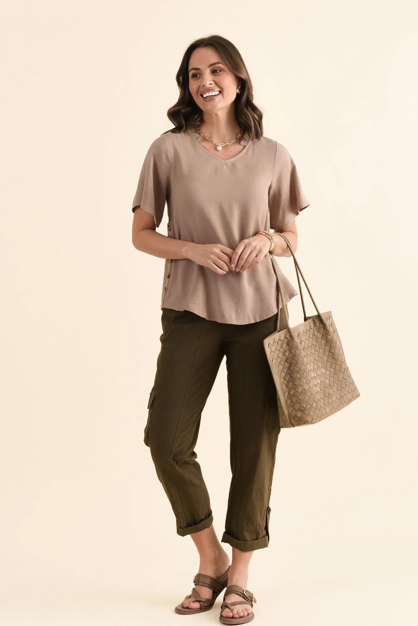 Hina Mocha Frill Collar Top sold by Blue Bungalow product image thumbnail 2