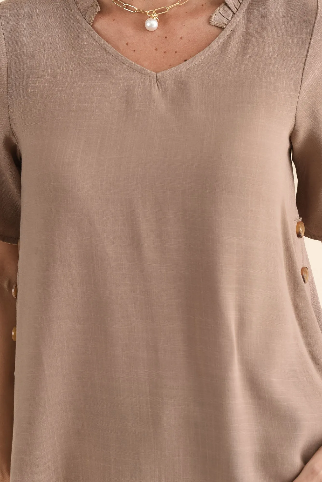 Hina Mocha Frill Collar Top sold by Blue Bungalow product image thumbnail 5