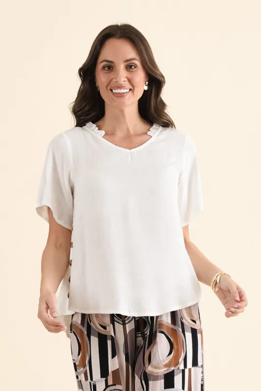 Hina White Frill Collar Top made by Willow Tree
