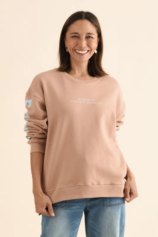Origin Tan Cotton Crewneck Sweatshirt made by Foxwood Clothing